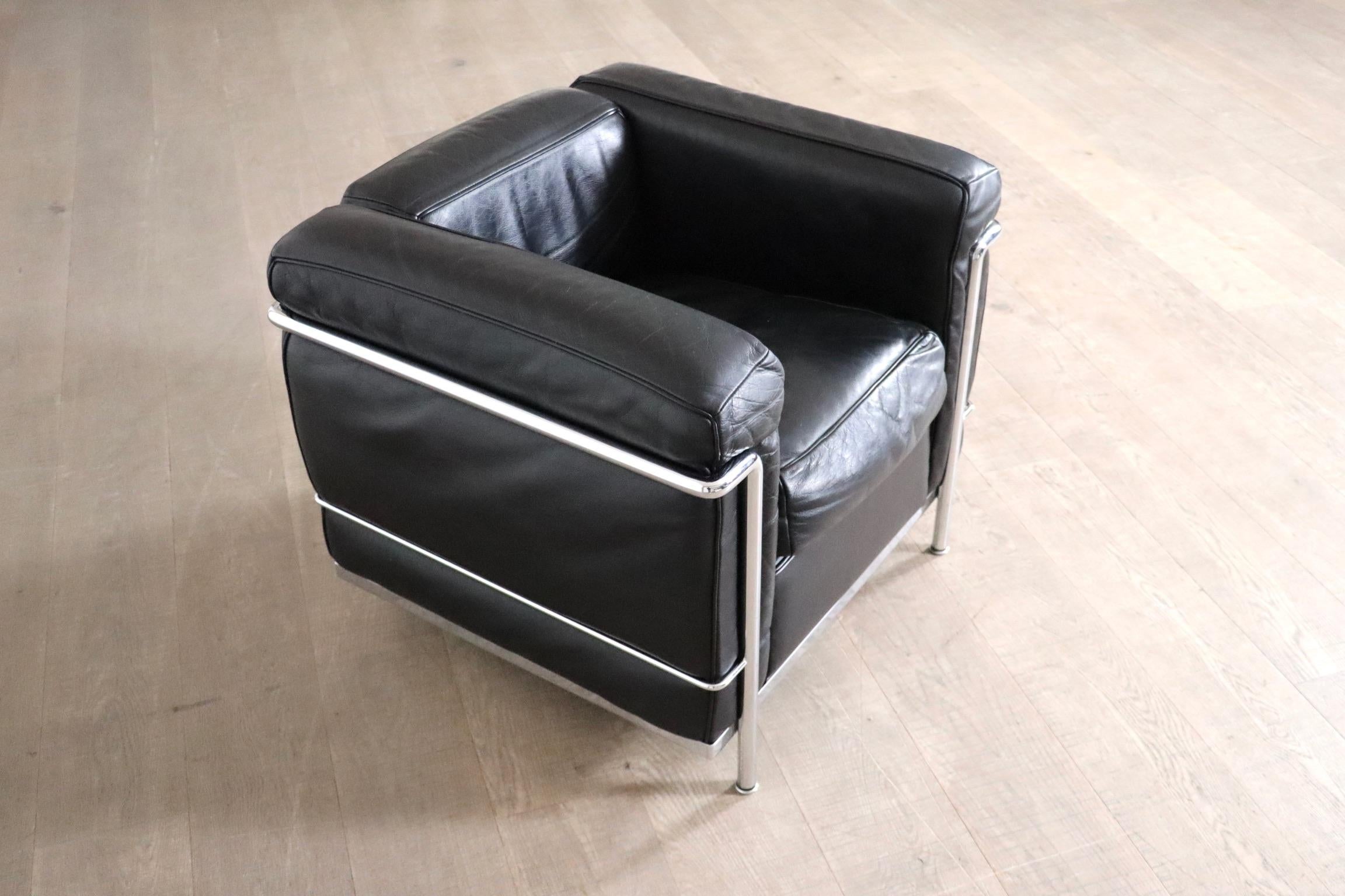 Fin du 20e siècle Fauteuil de salon Cassina LC2 par Charlotte Perriand et Le Corbusier en vente