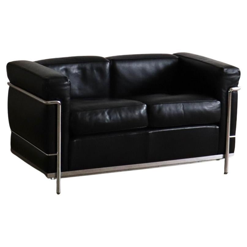 Vintage Cassina LC2 Two Seater Sofa By Charlotte Perriand And Le Corbusier