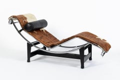 Vintage Cassina LC4 Cowhide Leather Chaise Lounge Chair by Le Corbusier 1960s