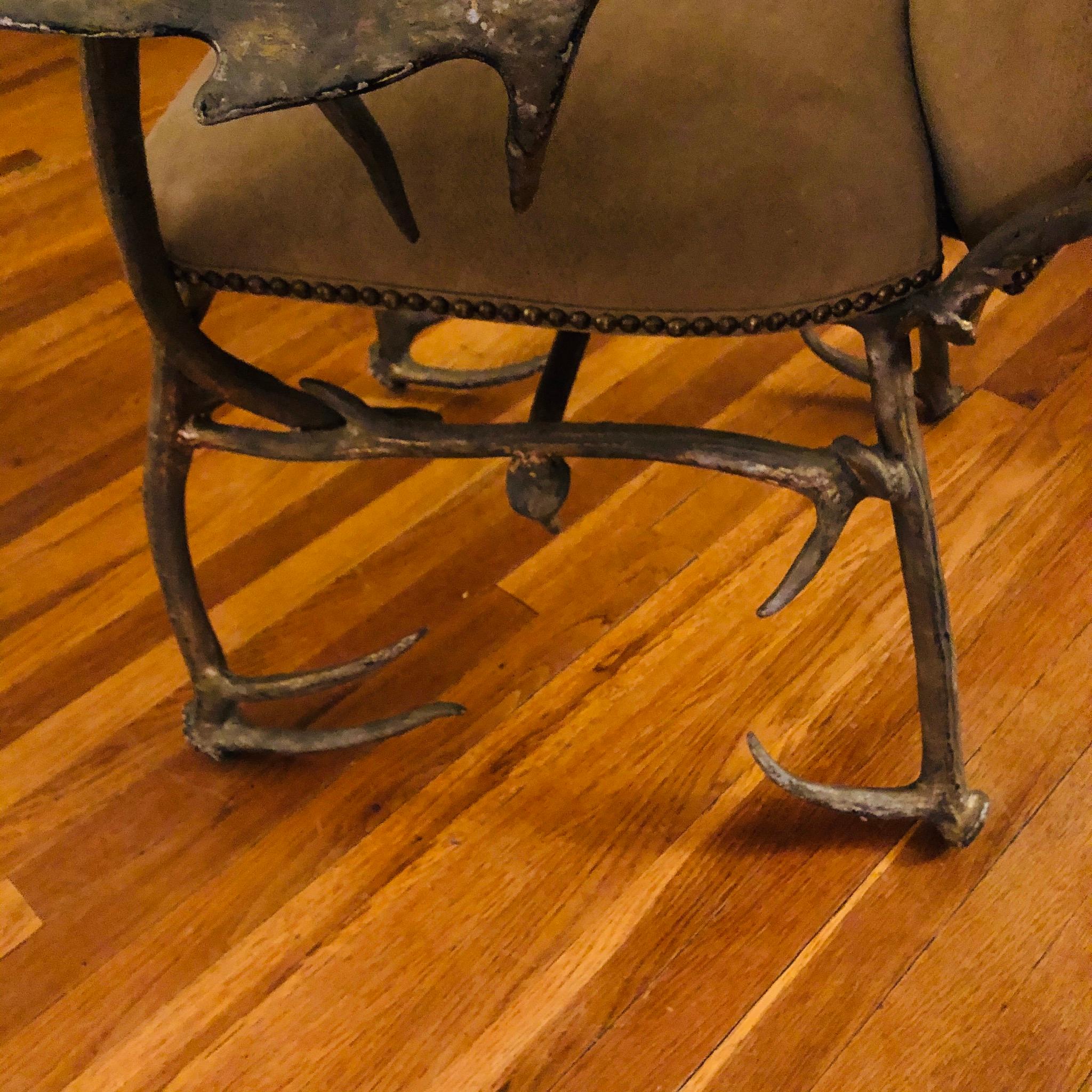 Vintage Cast Aluminum Antler Chair by Arthur Court, circa 1970s In Good Condition In Philadelphia, PA