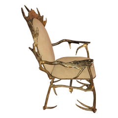 Vintage Cast Aluminum Antler Chair by Arthur Court, circa 1970s