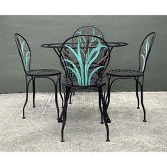 Vintage Cast Aluminum Cat Tail Dining Table Set of 5