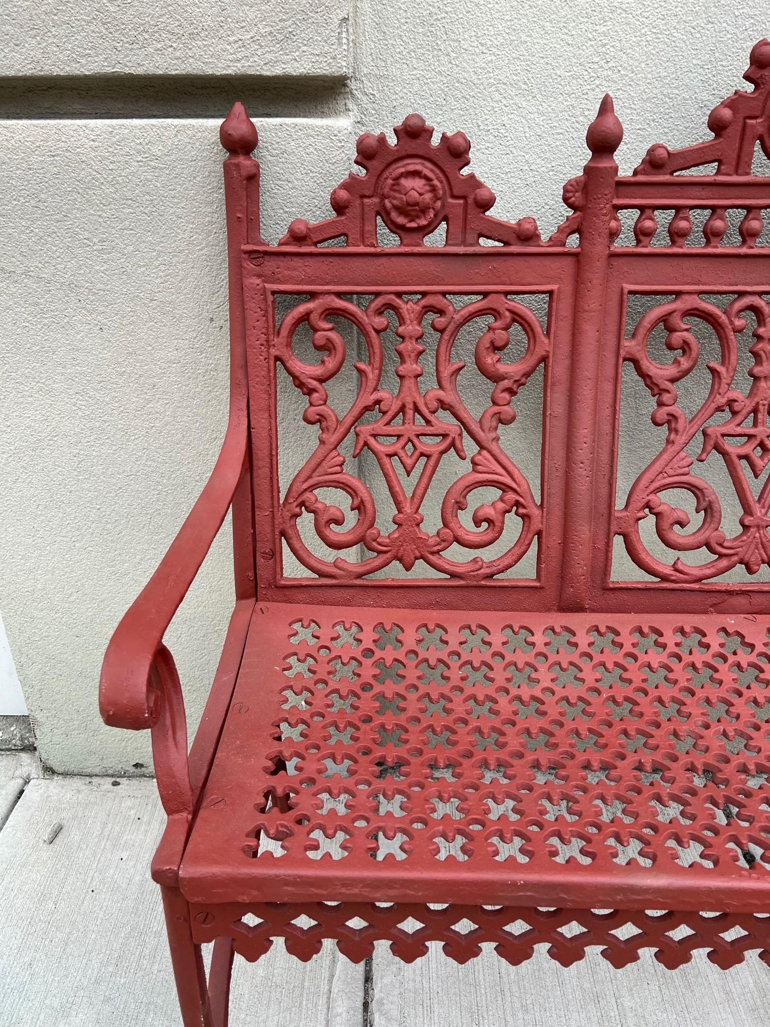 American Vintage Cast Aluminum Garden Bench in The Style of William Adams Foundry  