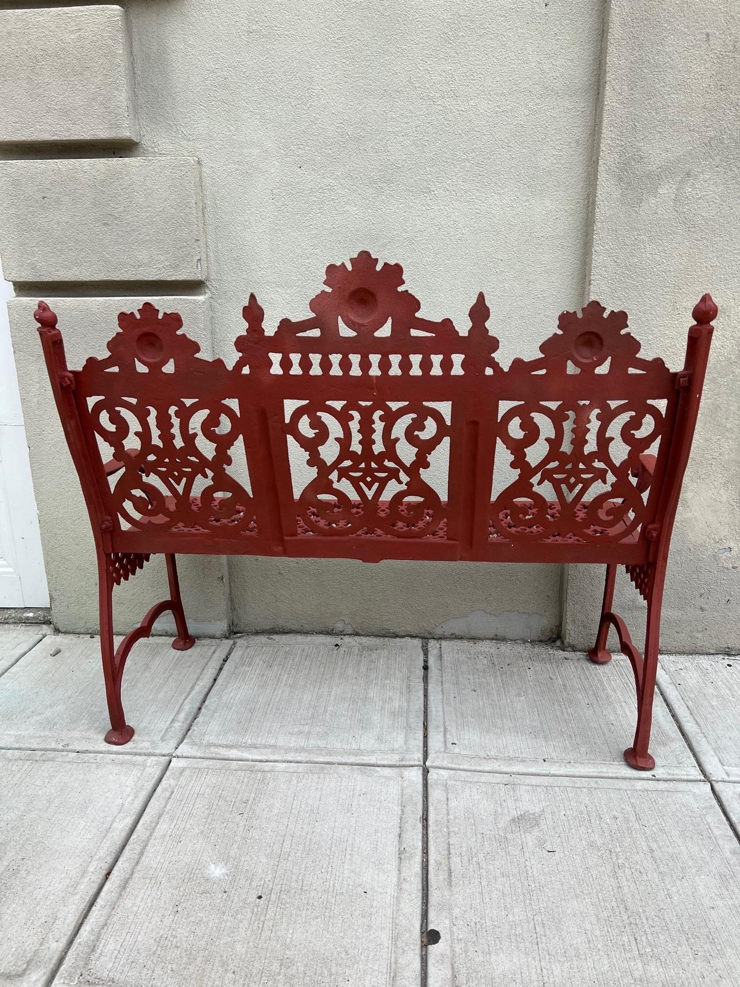 Vintage Cast Aluminum Garden Bench in The Style of William Adams Foundry   4