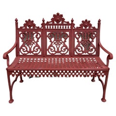 Vintage Cast Aluminum Garden Bench in The Style of William Adams Foundry  