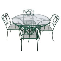 Juego de Comedor Vintage de Aluminio Fundido Estilo Hollywood Regency para Jardín, Patio y Piscina