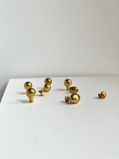 Vintage Cast Brass Baldwin Mid-Century Modern Knob Set, Cabinet Handles, 1960s