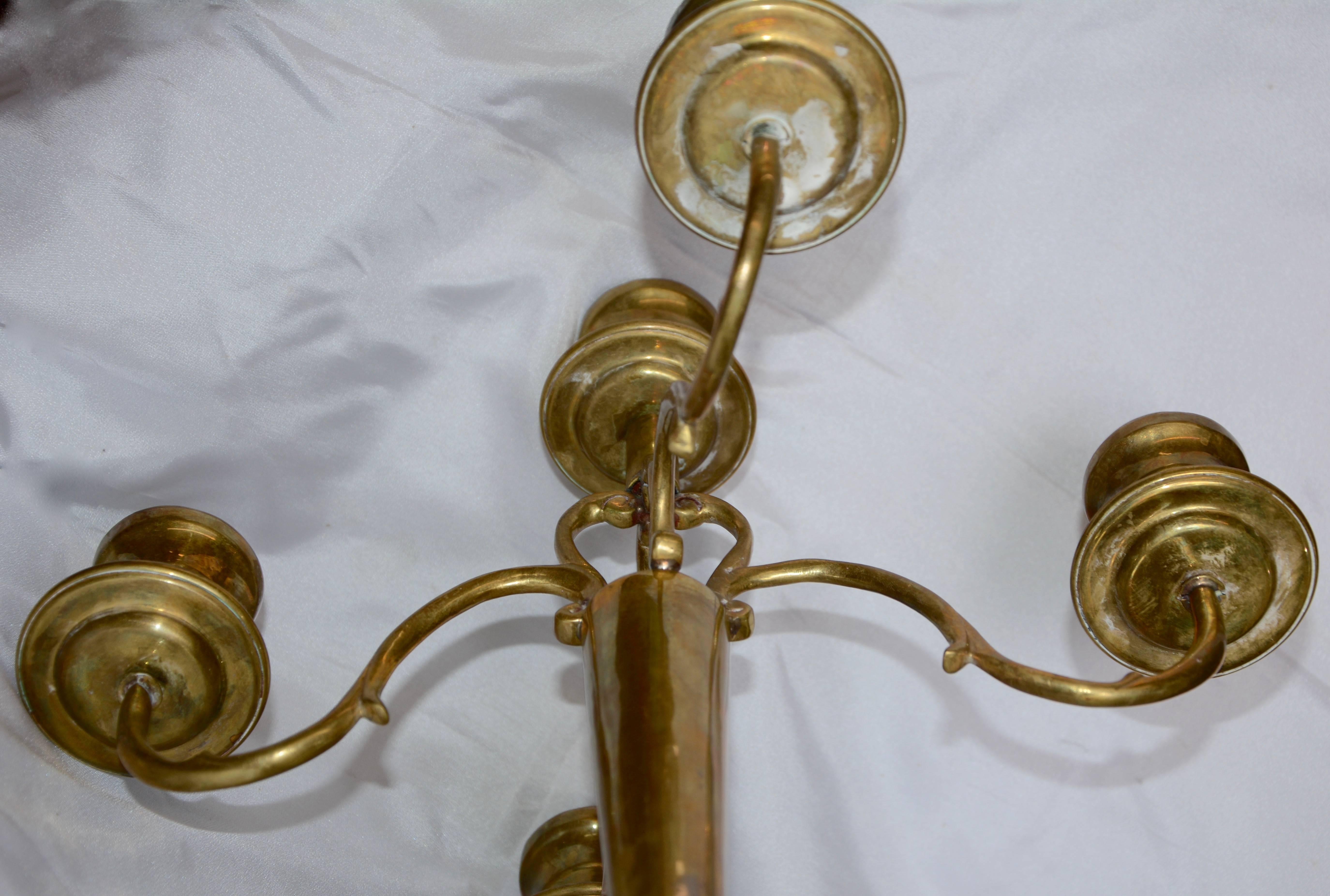 Late 20th Century Brass Candelabra with Four Arms Vintage