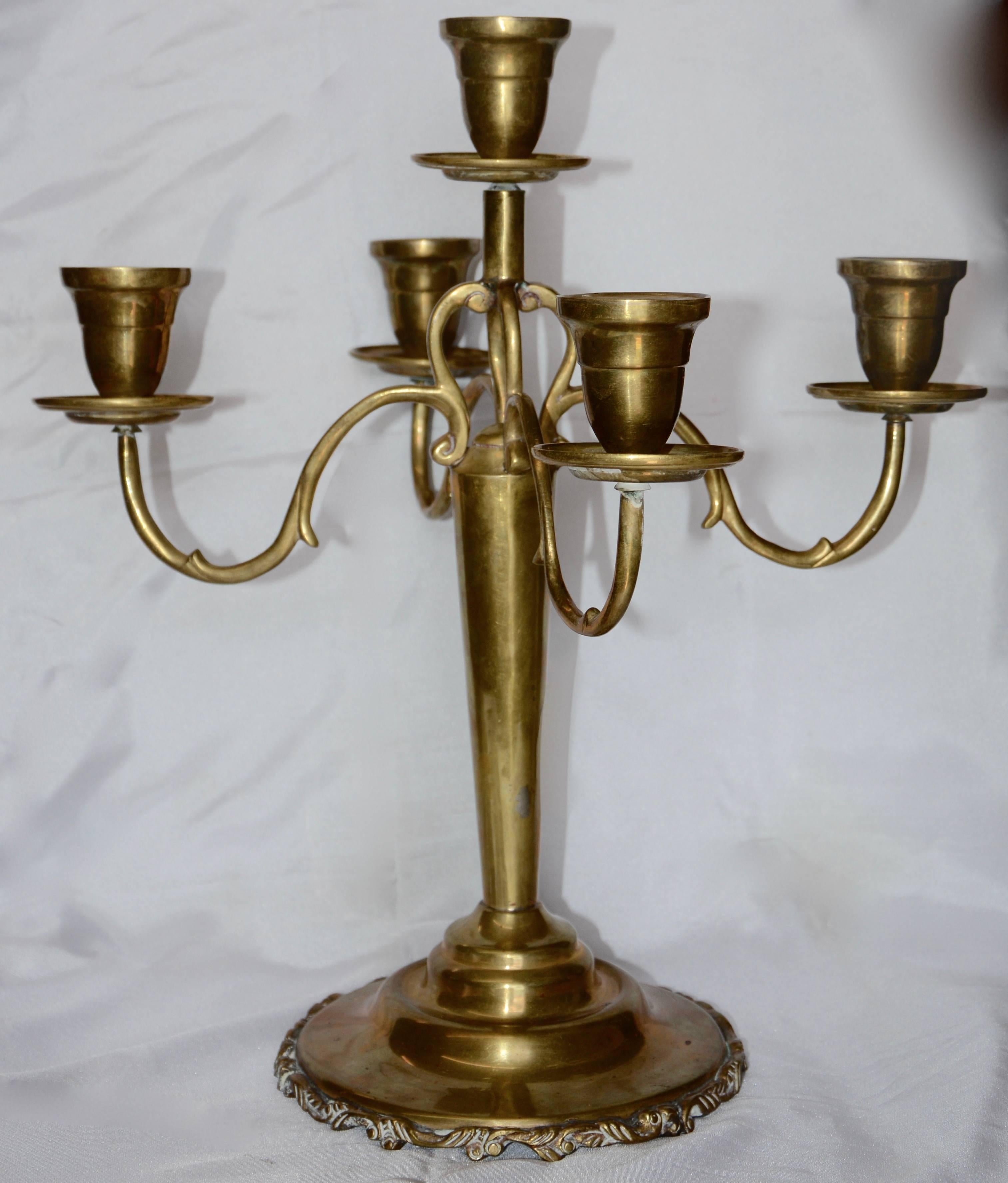 Cast Brass Candelabra with Four Arms Vintage