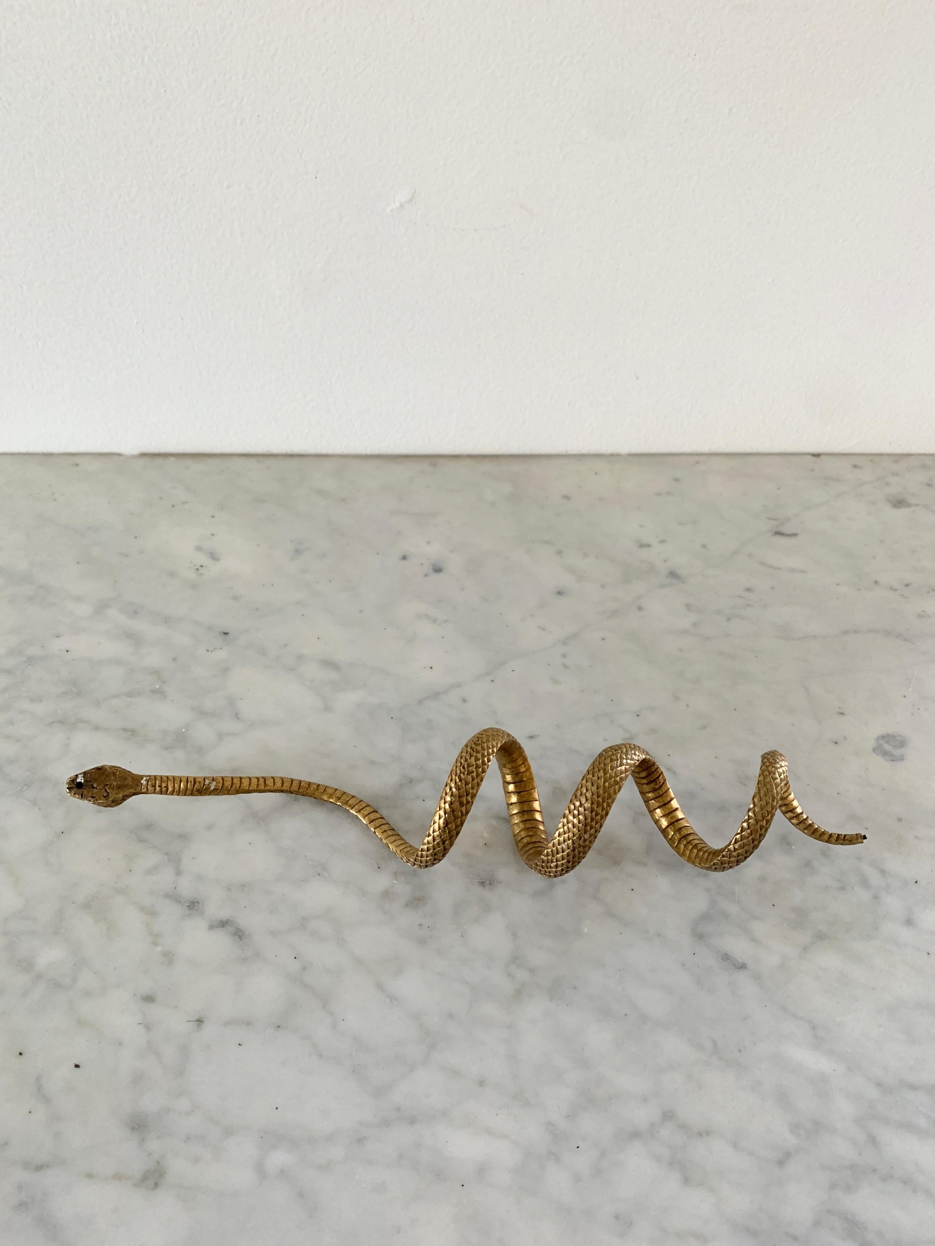 Vintage Cast Brass Coiled Serpent Snake For Sale 2