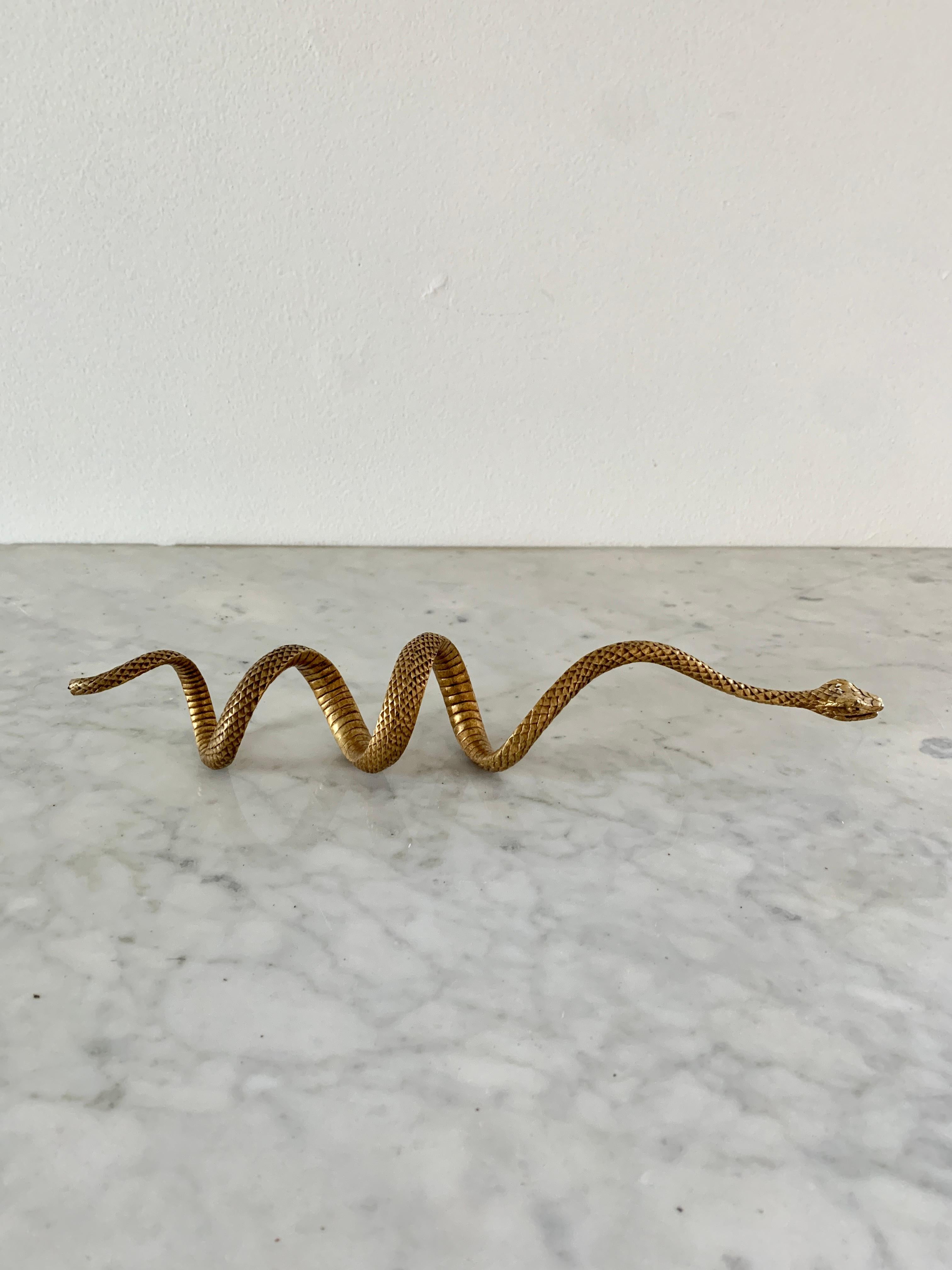 A wonderful Art Deco style cast brass coiled serpent snake 

circa Early 20th century

Measures: 12