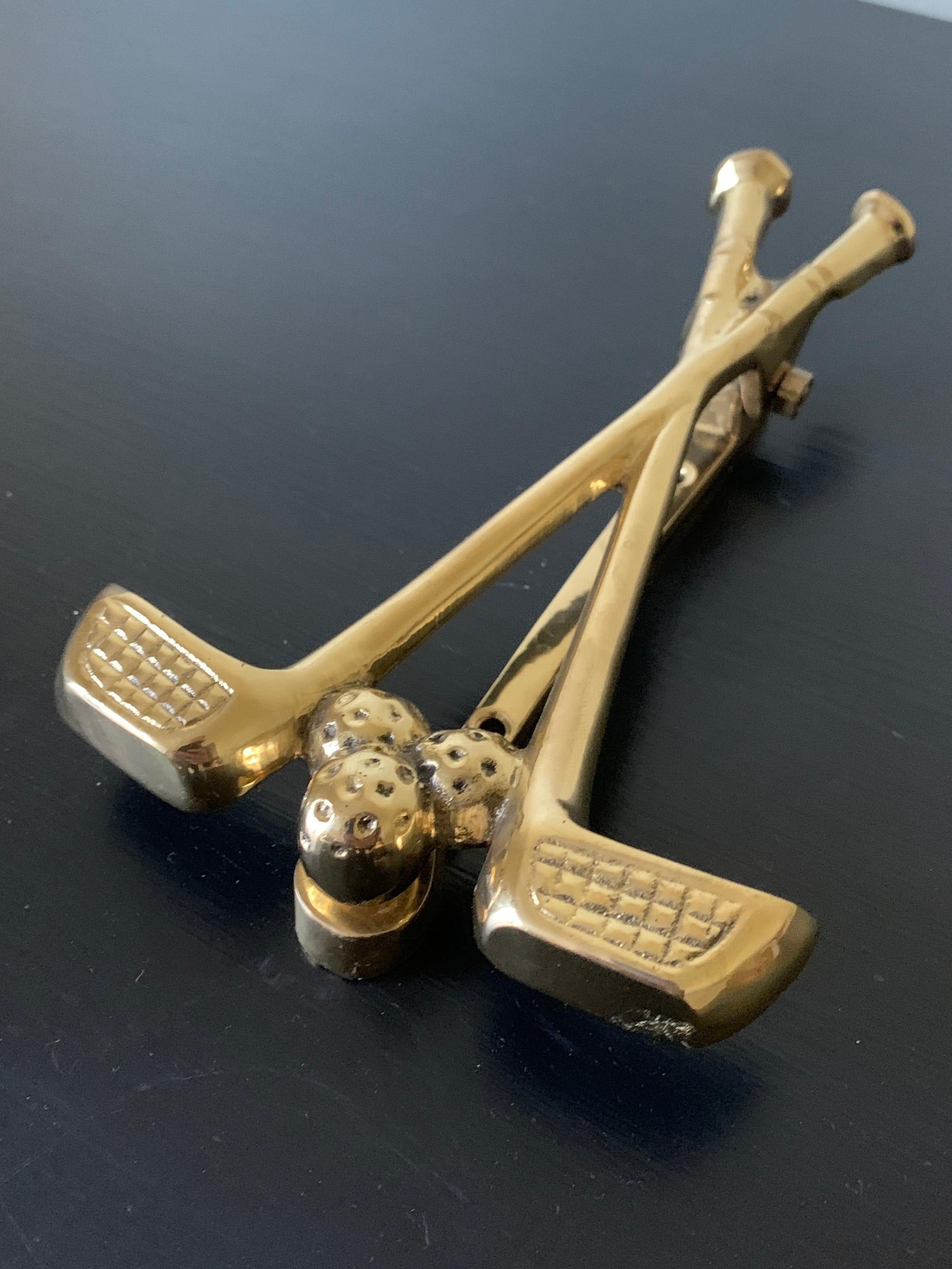 Vintage Cast Brass Double Golf Club Türklopfer (Moderne der Mitte des Jahrhunderts) im Angebot