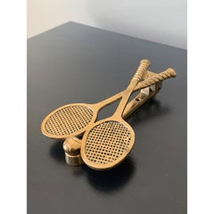 Vintage Cast Brass Double Tennis Racket Door Knocker