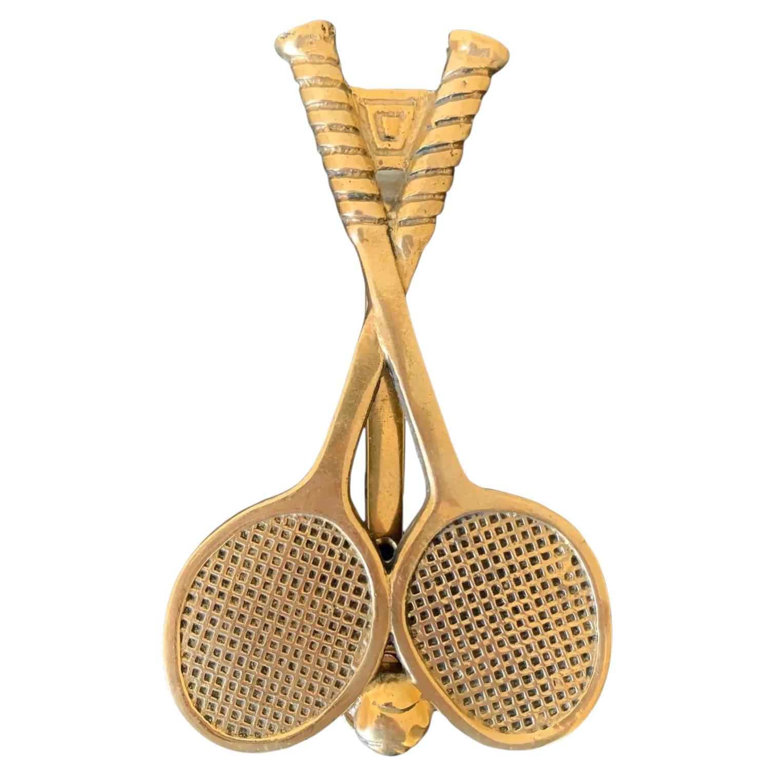 Late 20th Century Cast Brass Double Tennis Racket Door Knocker