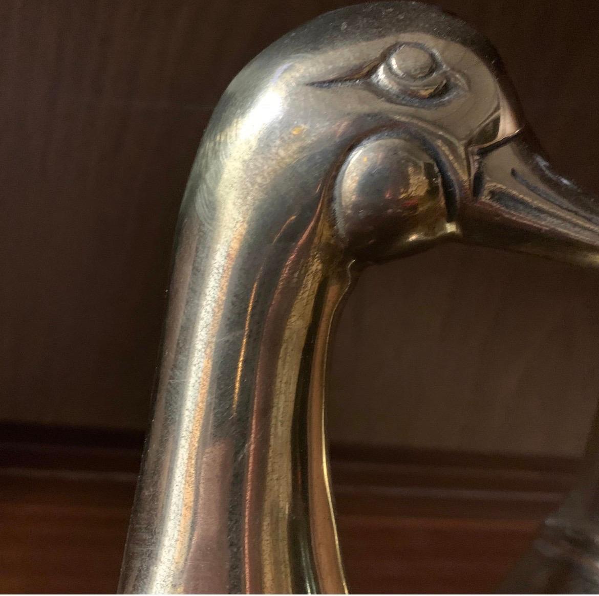 Vintage Cast Brass Duck Head Bookends, a Pair In Good Condition In Cordova, SC