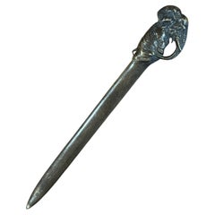 Vintage Cast Brass Elephant Letter Opener, Anglo-Indian Hollywood Regency