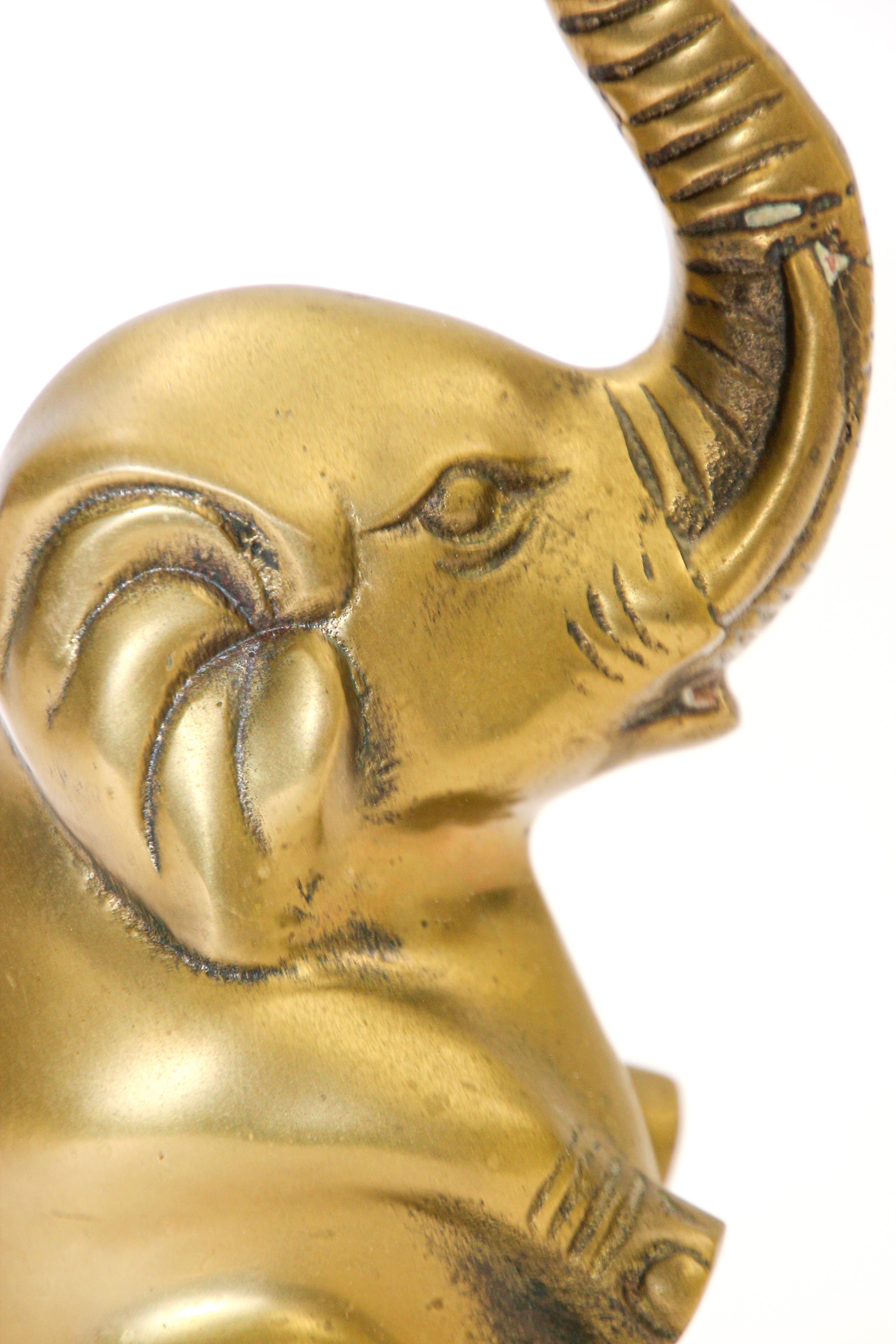 Vintage Cast Brass Elephant Sculpture Paper Weight 1