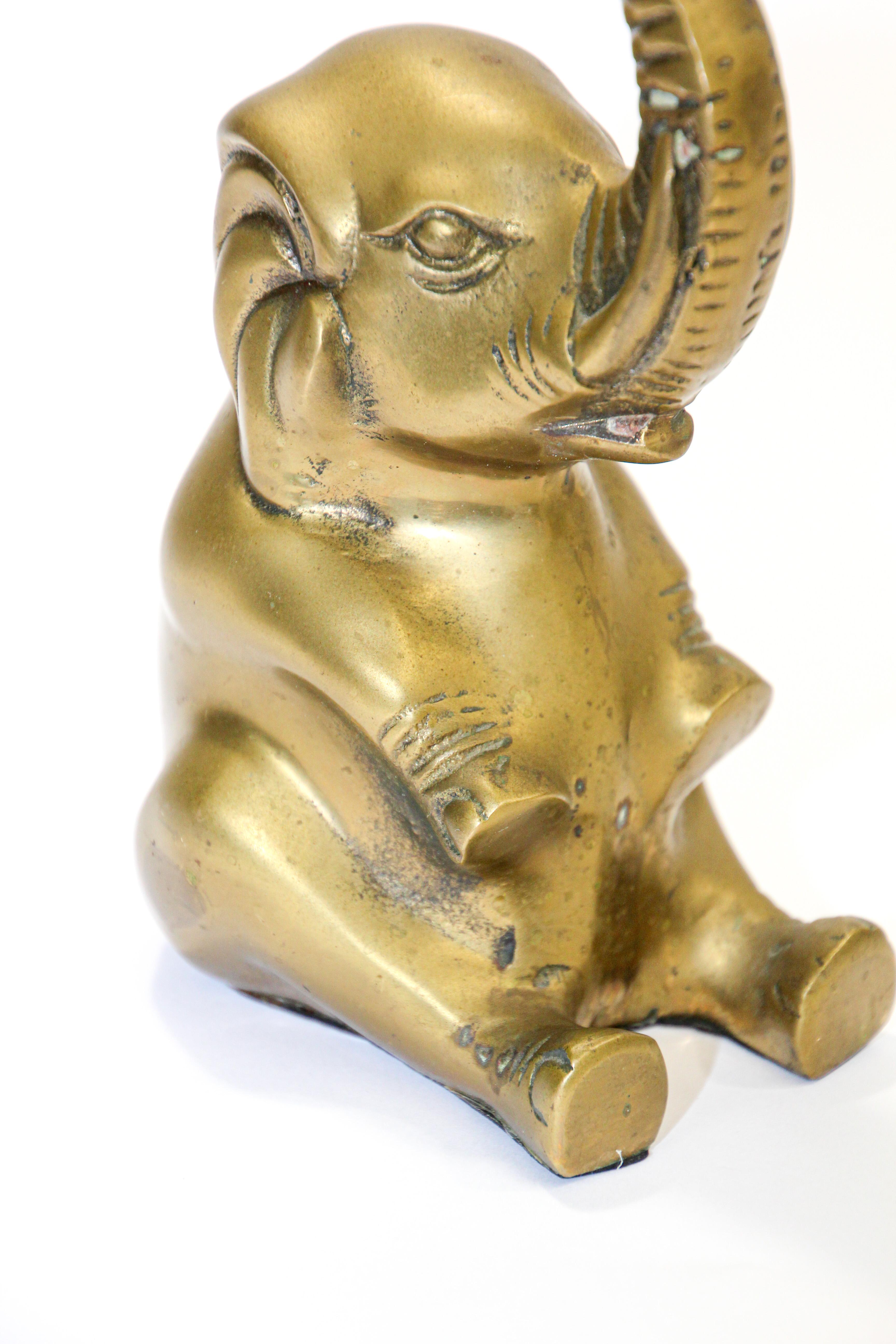 Vintage Cast Brass Elephant Sculpture Paper Weight 4