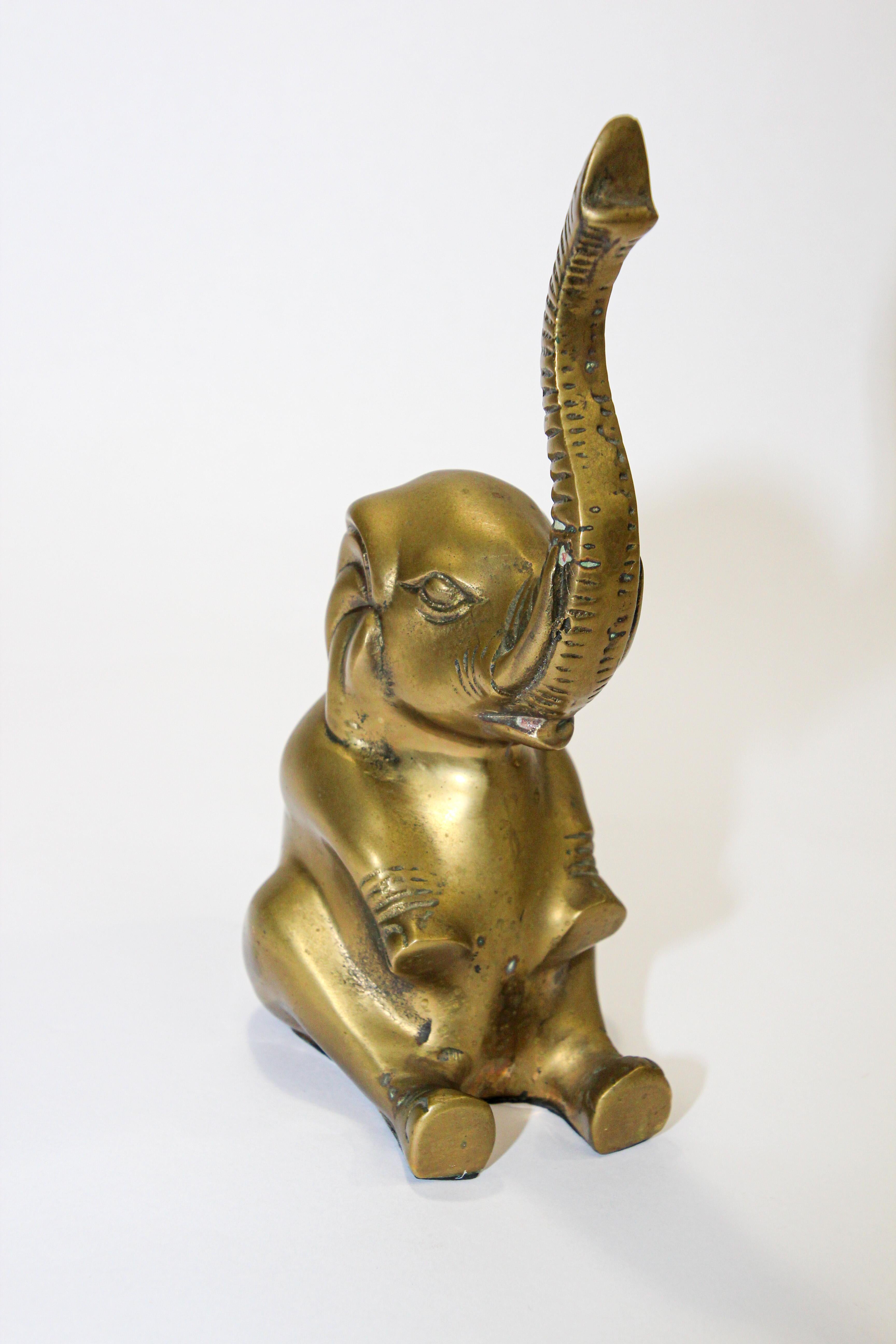 Vintage Cast Brass Elephant Sculpture Paper Weight 6