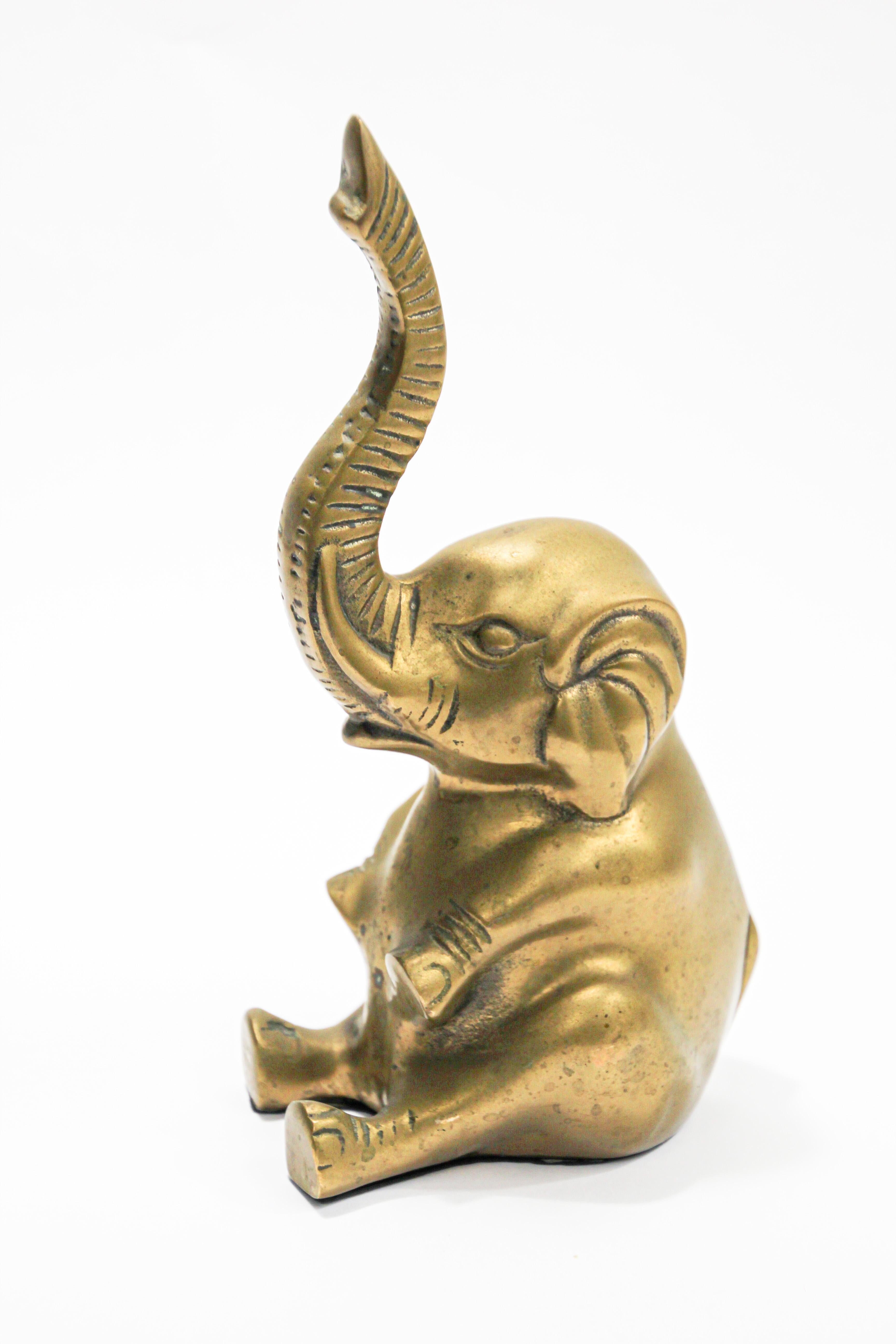 Vintage Cast Brass Elephant Sculpture Paper Weight 7