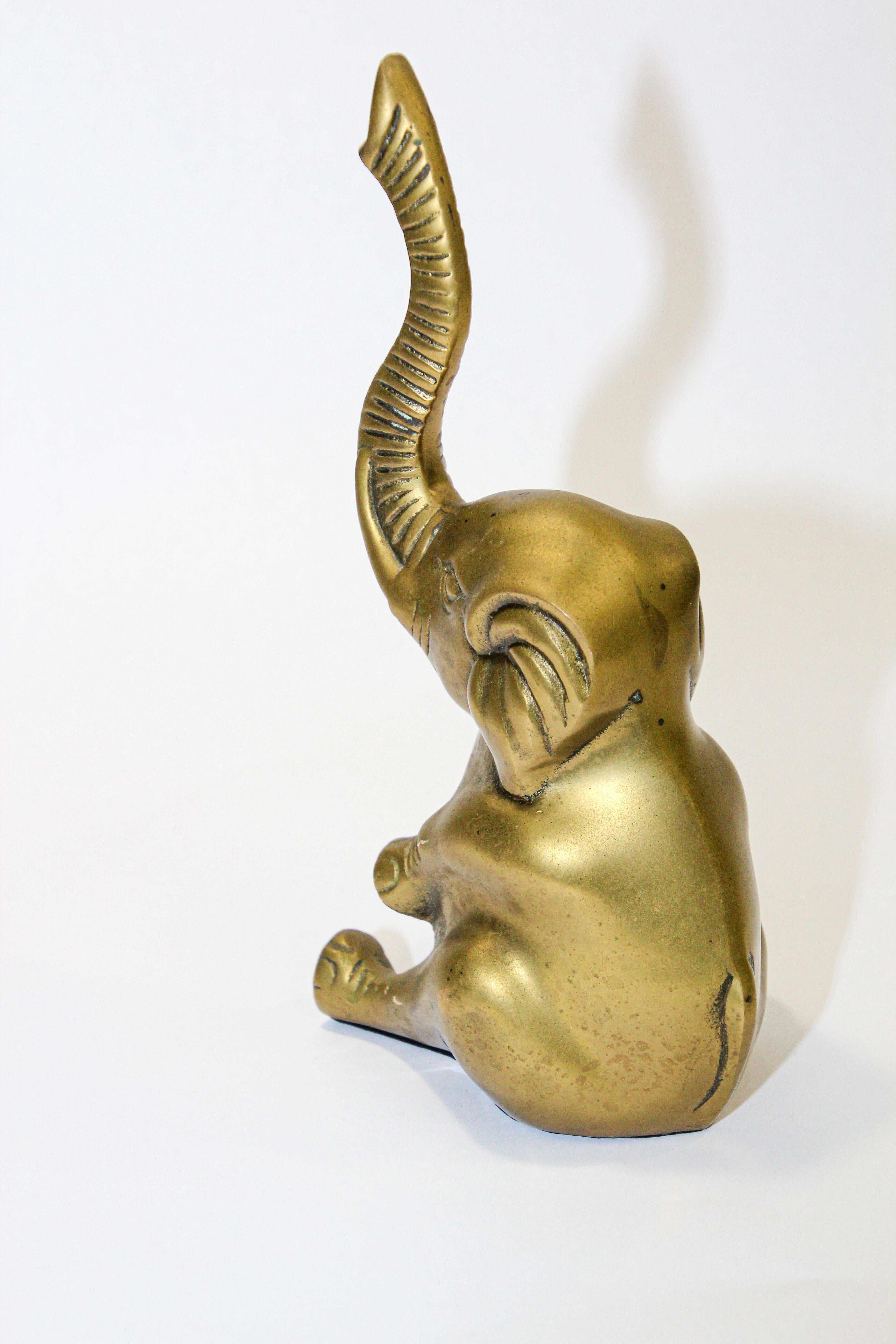Anglo Raj Vintage Cast Brass Elephant Sculpture Paper Weight