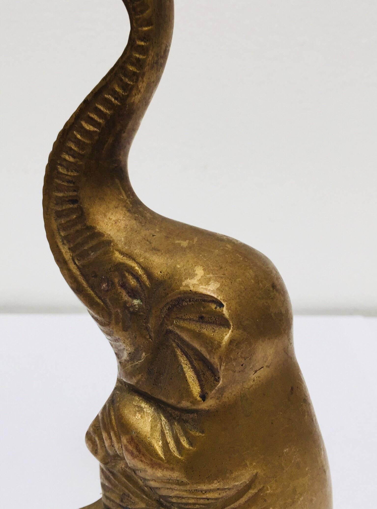Vintage Cast Brass Elephant Sculpture Paper Weight 2