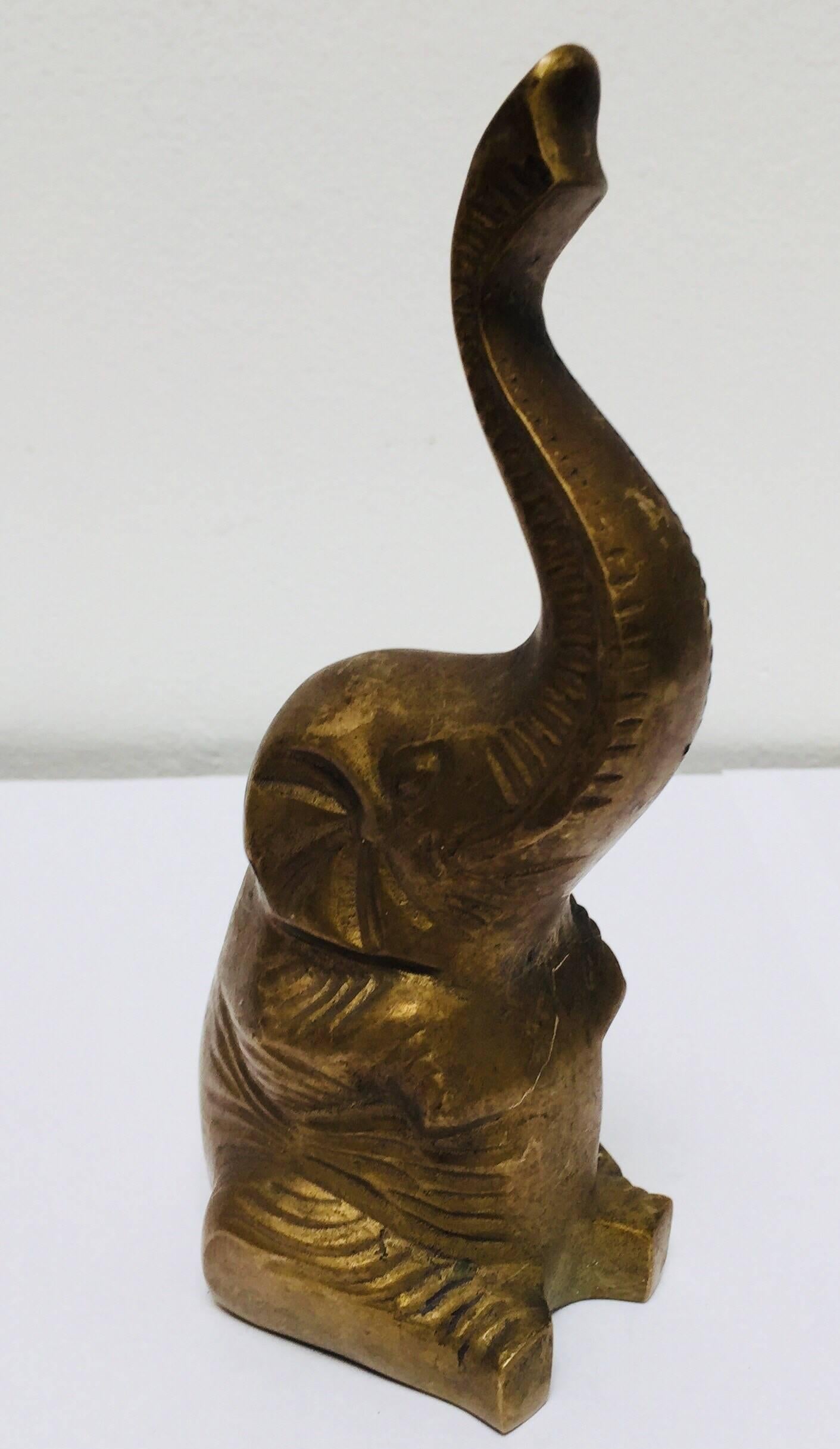 Vintage Cast Brass Elephant Sculpture Paper Weight 3