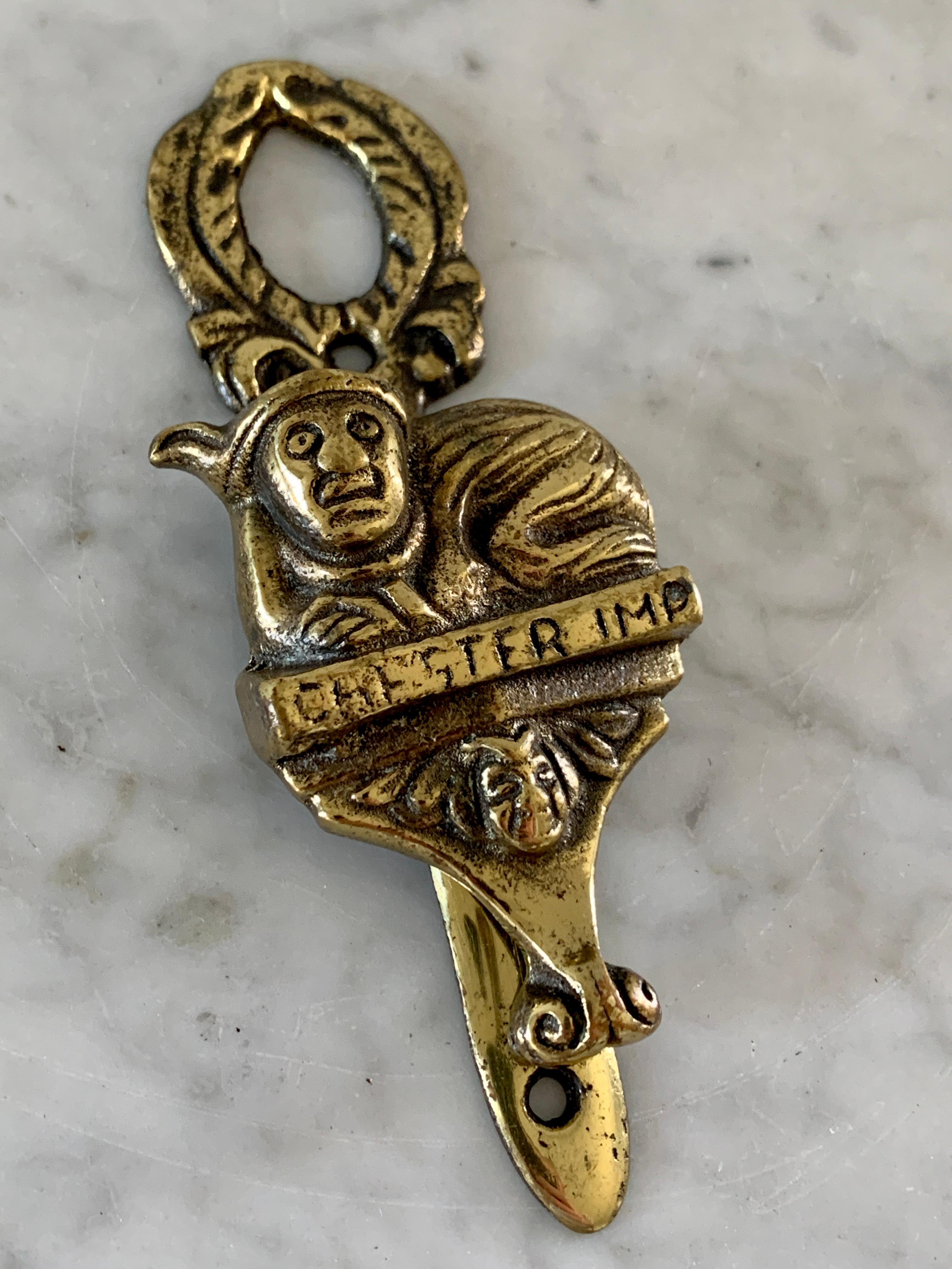 Vintage Cast Brass English Chester Imp Door Knocker For Sale 1