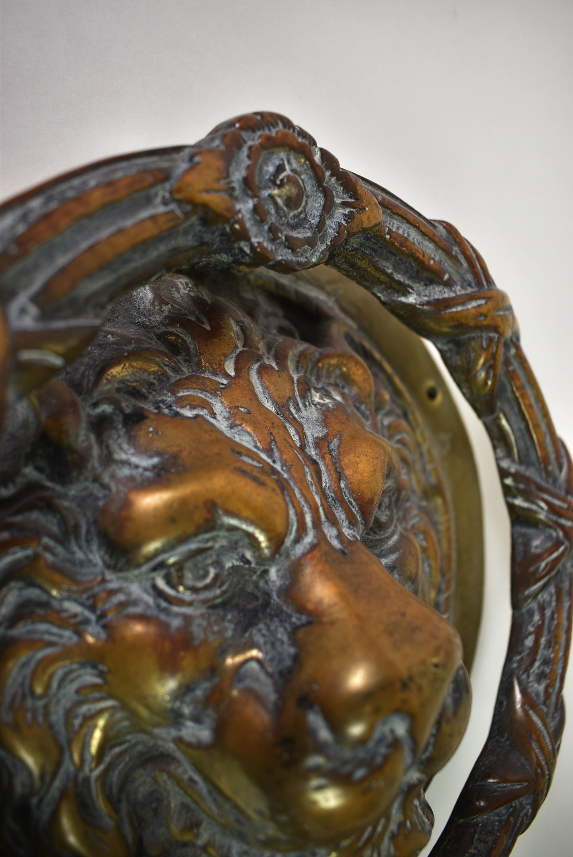 American Classical Vintage Cast Brass Lion Head Door Knocker