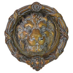 Vintage Cast Brass Lion Head Door Knocker