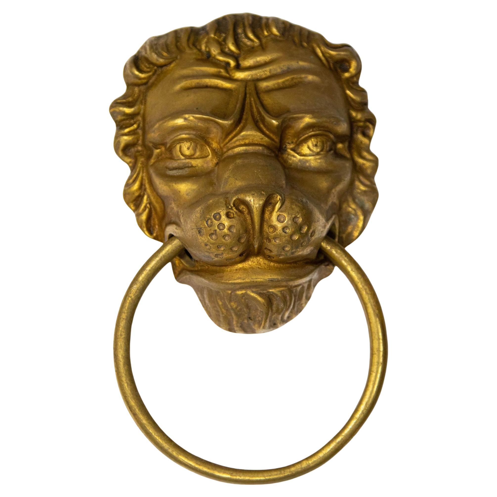 Vintage Cast Brass Lion's Head Door Knocker