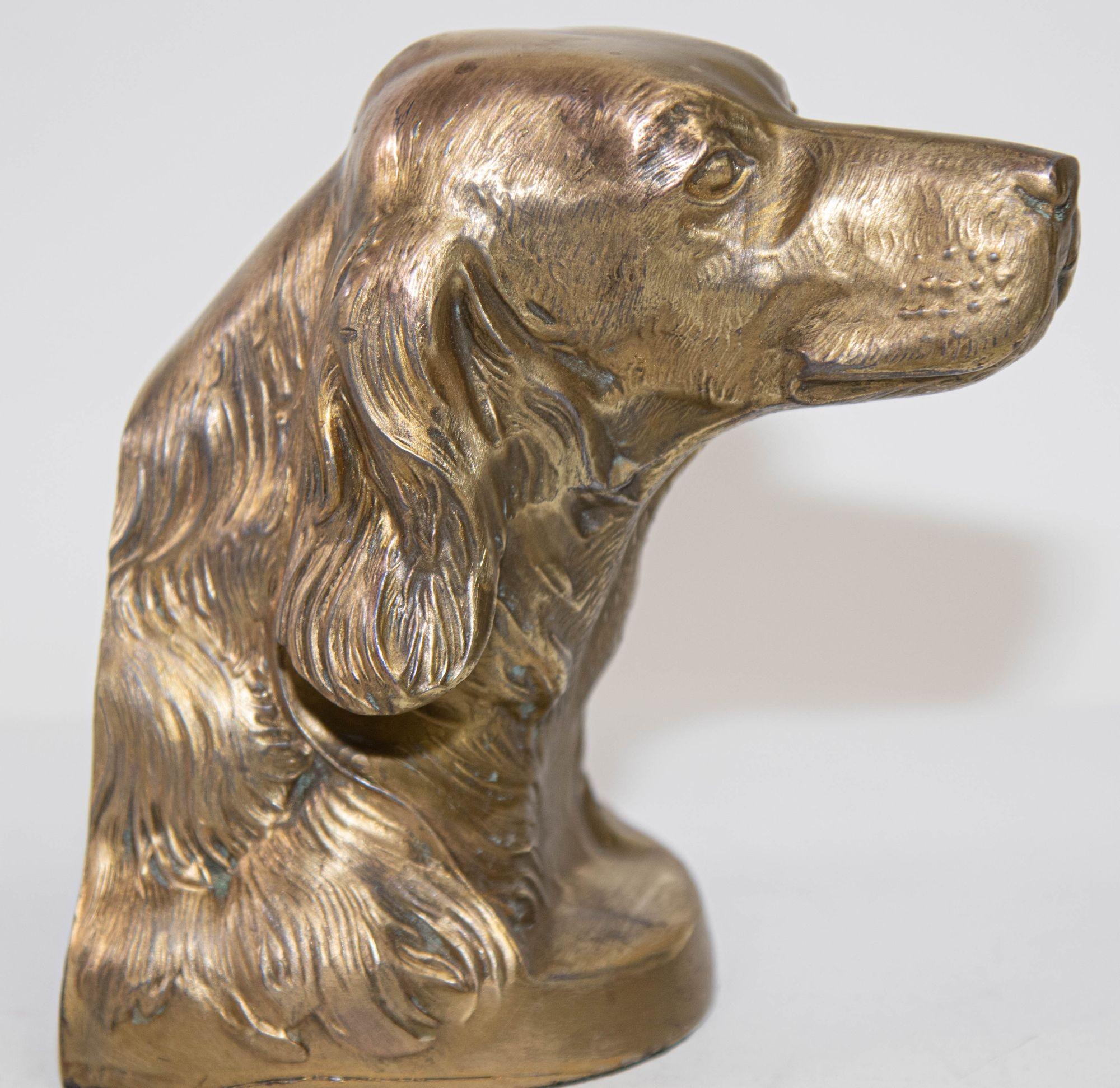 Vintage Cast Brass Sculpture of Beagle Dog Bust Bookend Paperweight For Sale 6