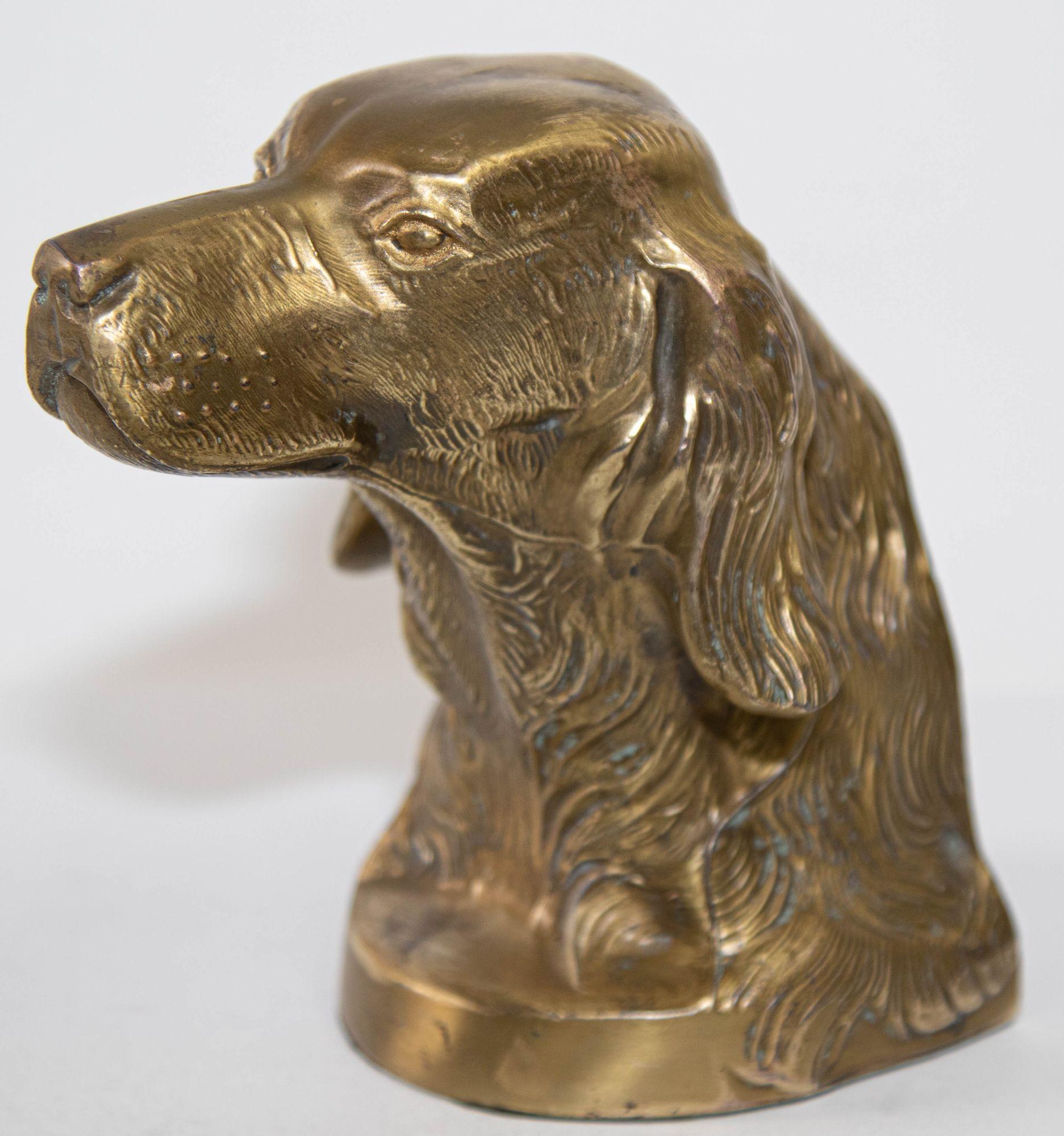 Vintage Cast Brass Sculpture of Beagle Dog Bust Bookend Paperweight For Sale 7