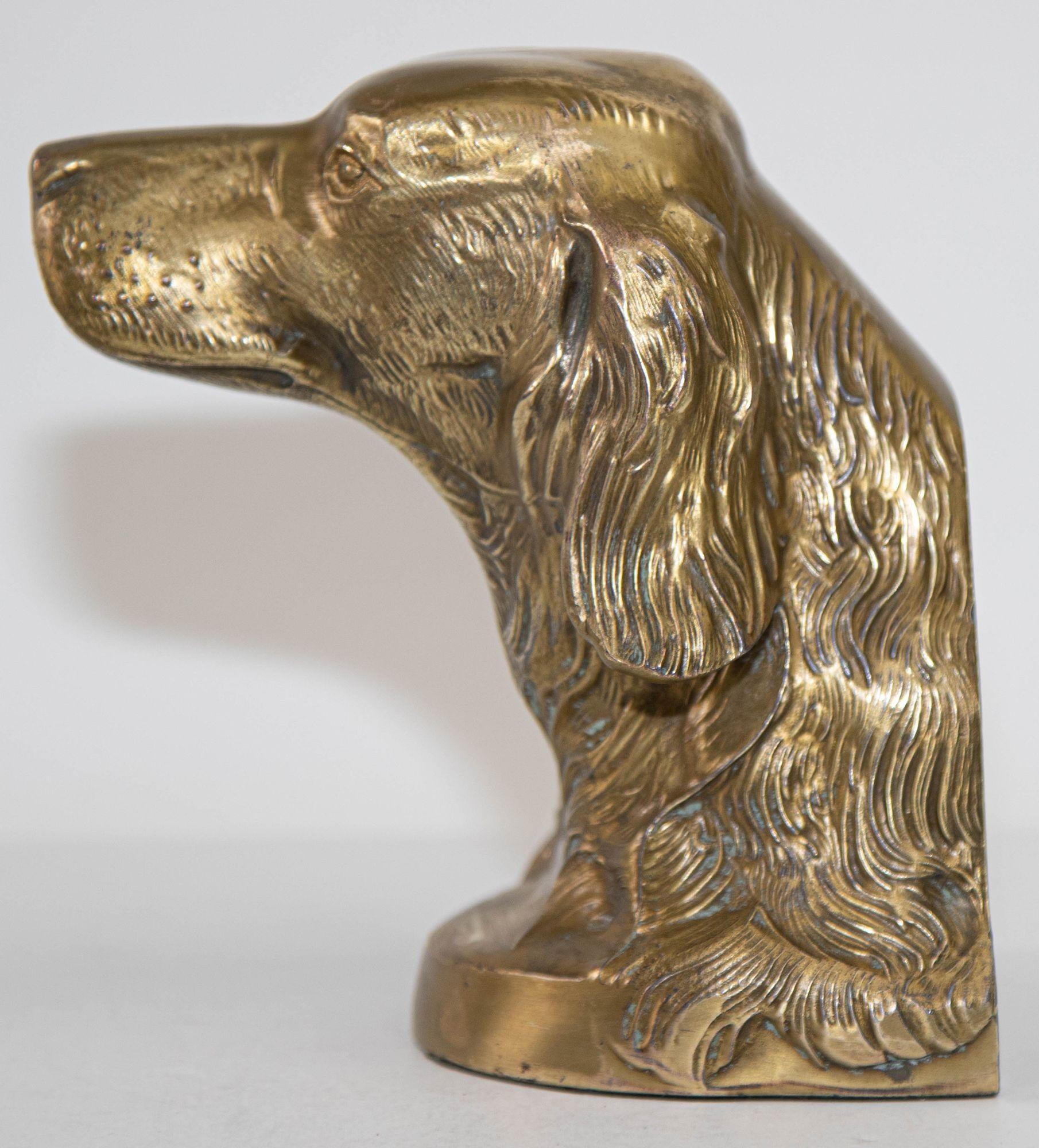 Vintage Cast Brass Sculpture of Beagle Dog Bust Bookend Paperweight For Sale 8