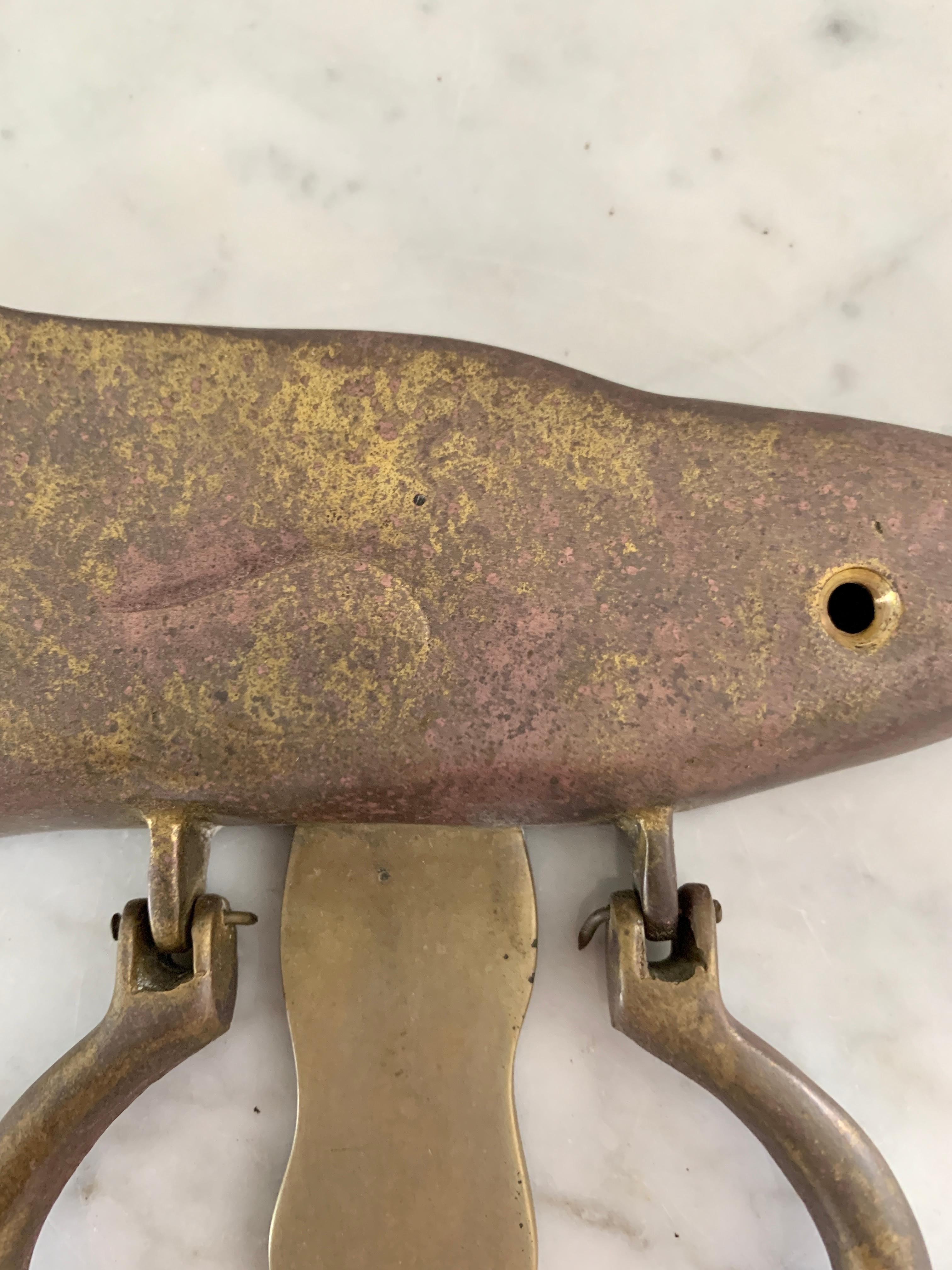Mid-Century Modern Vintage Cast Brass Whale Door Knocker