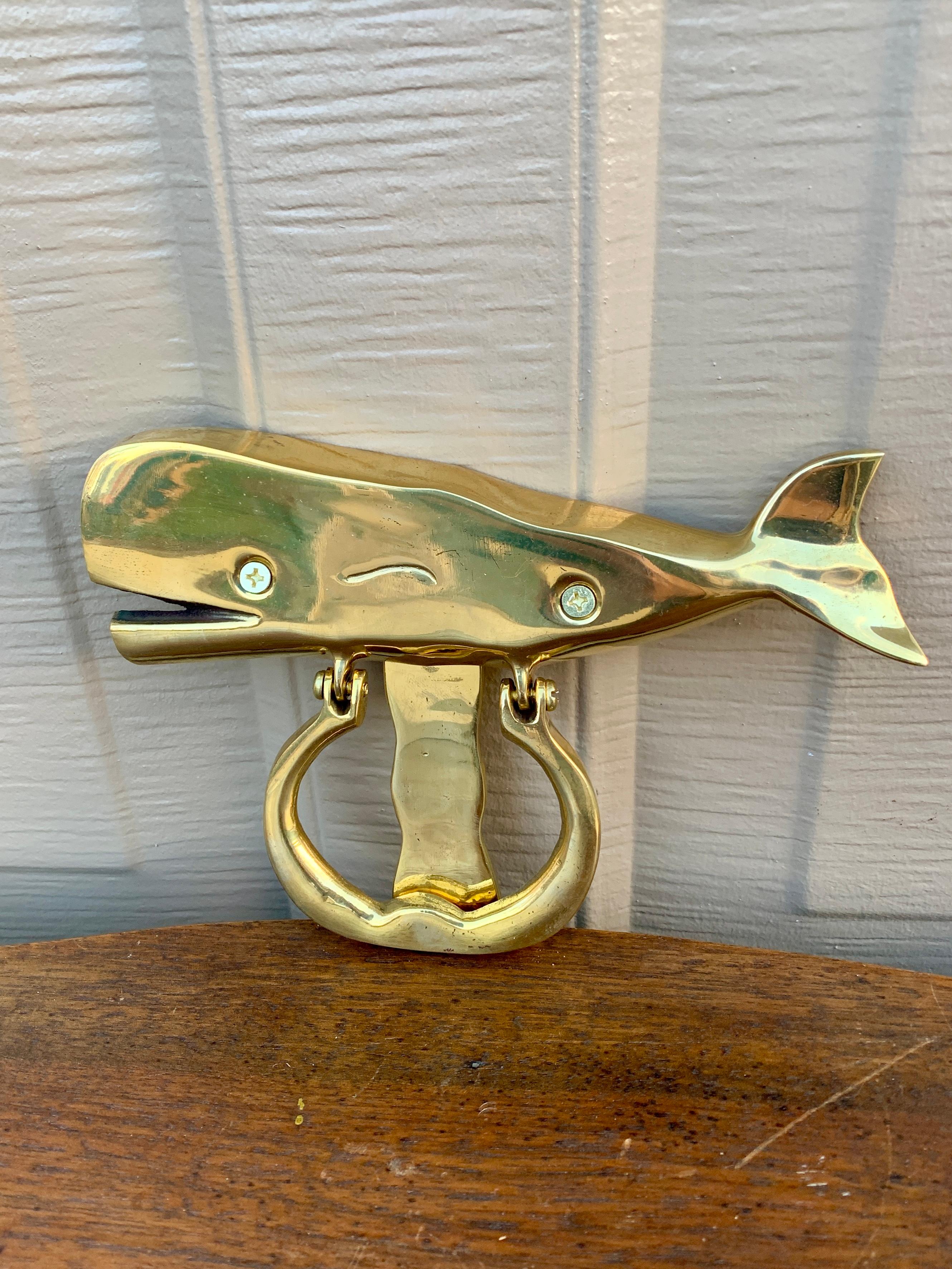 American Vintage Cast Brass Whale Door Knocker