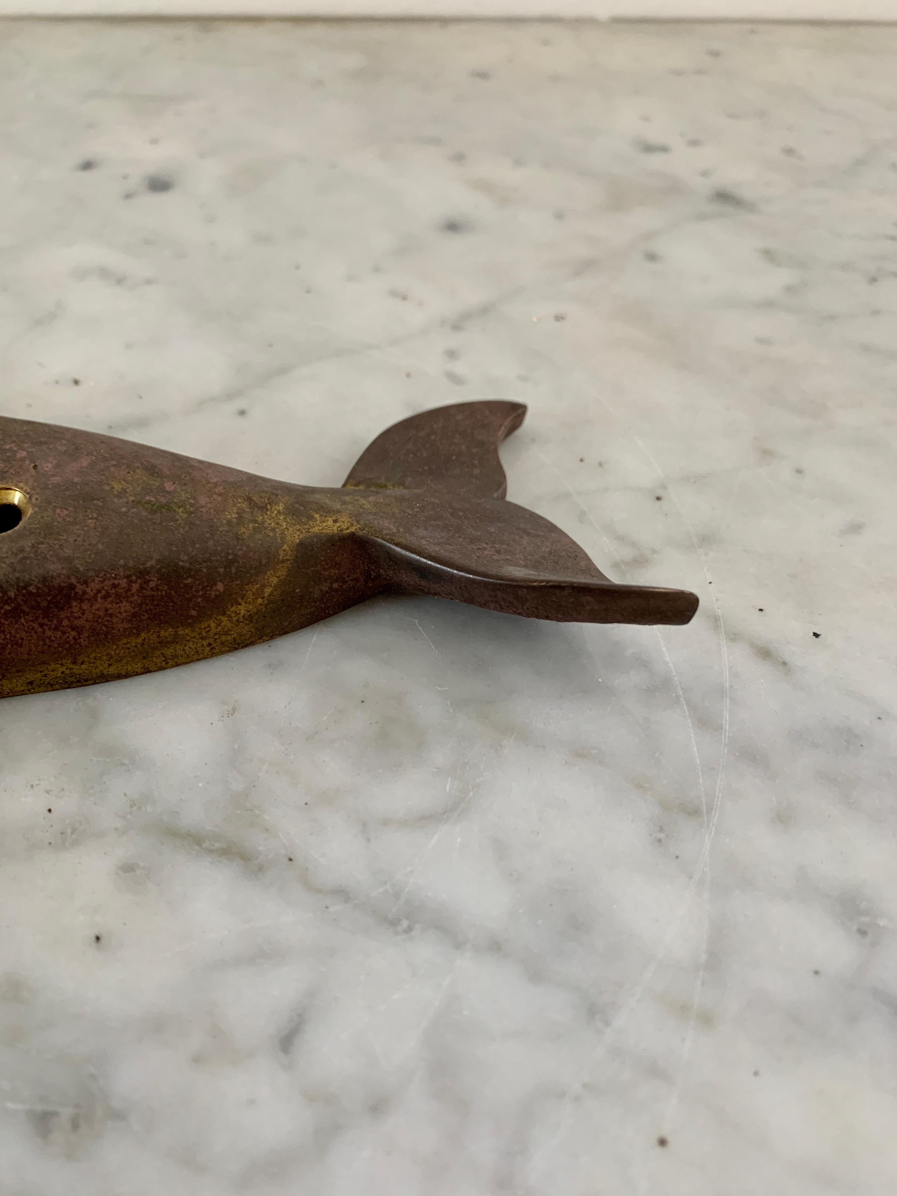 Vintage Cast Brass Whale Door Knocker 1