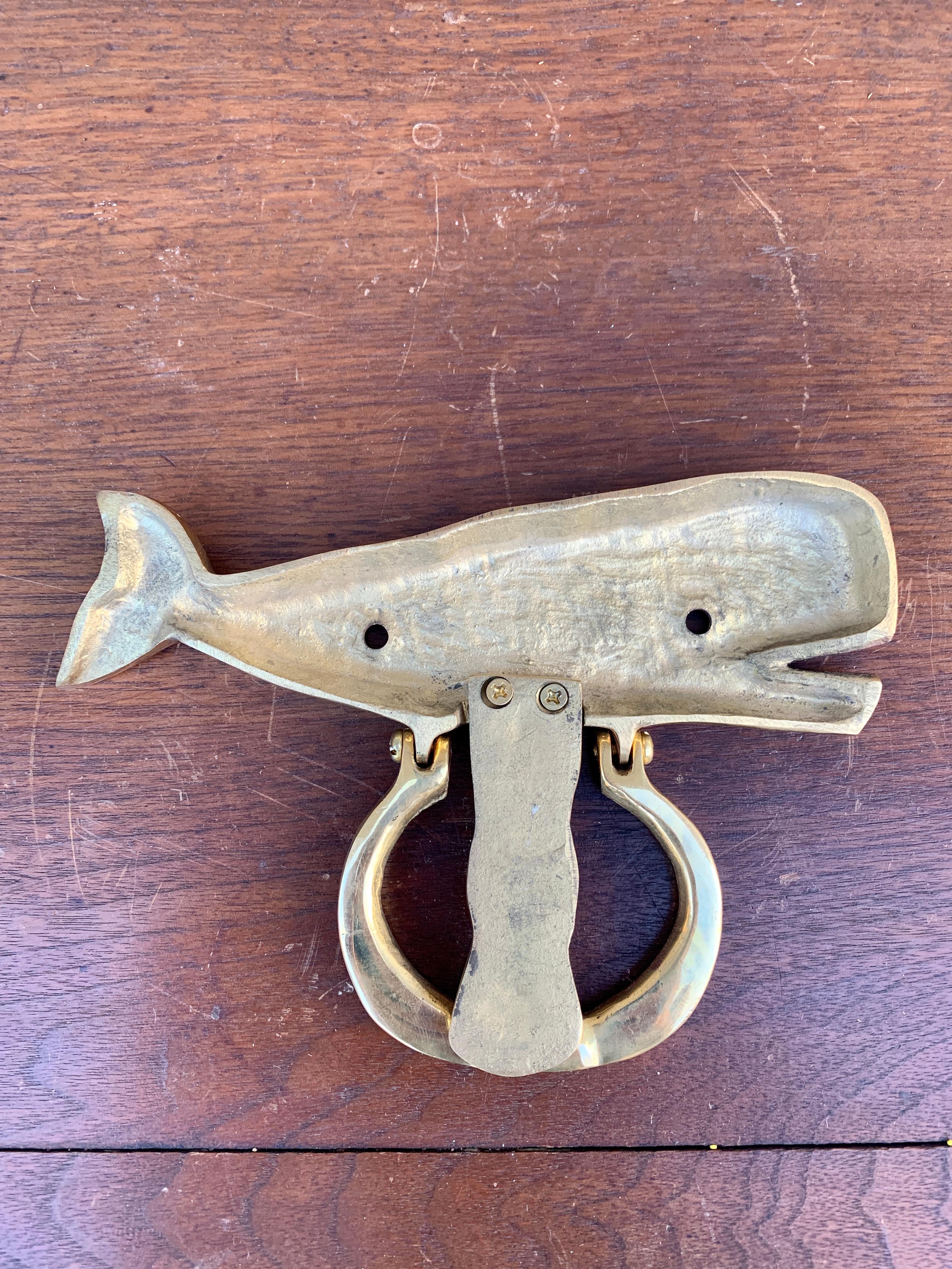 Vintage Cast Brass Whale Door Knocker 2