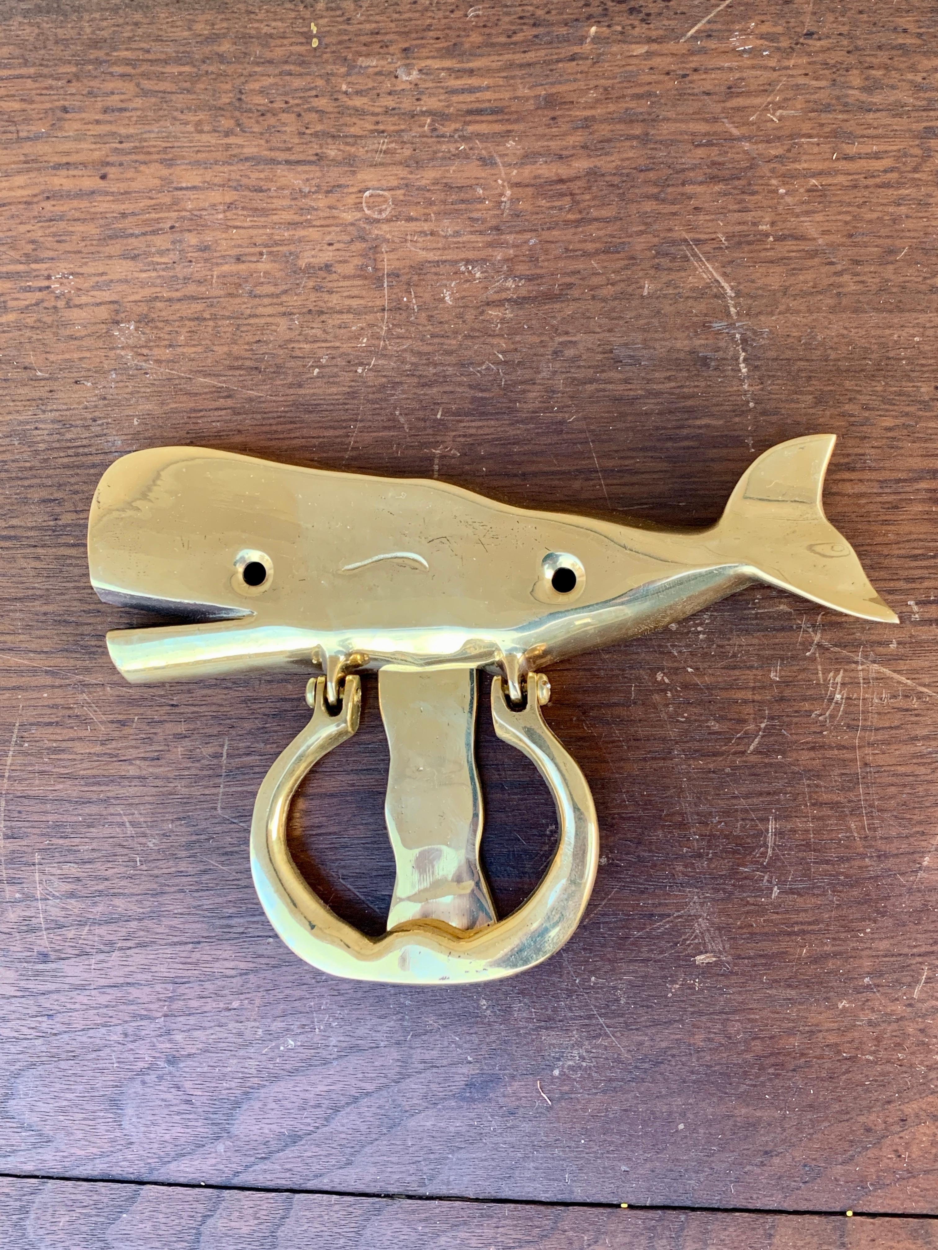 Vintage Cast Brass Whale Door Knocker 3