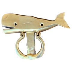 Vintage Cast Brass Whale Door Knocker