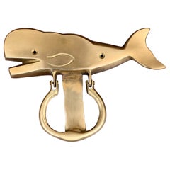 Vintage Cast Brass Whale Door Knocker
