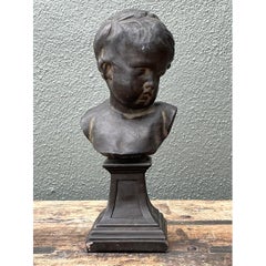 Vintage Cast Bronze Bust of Baby