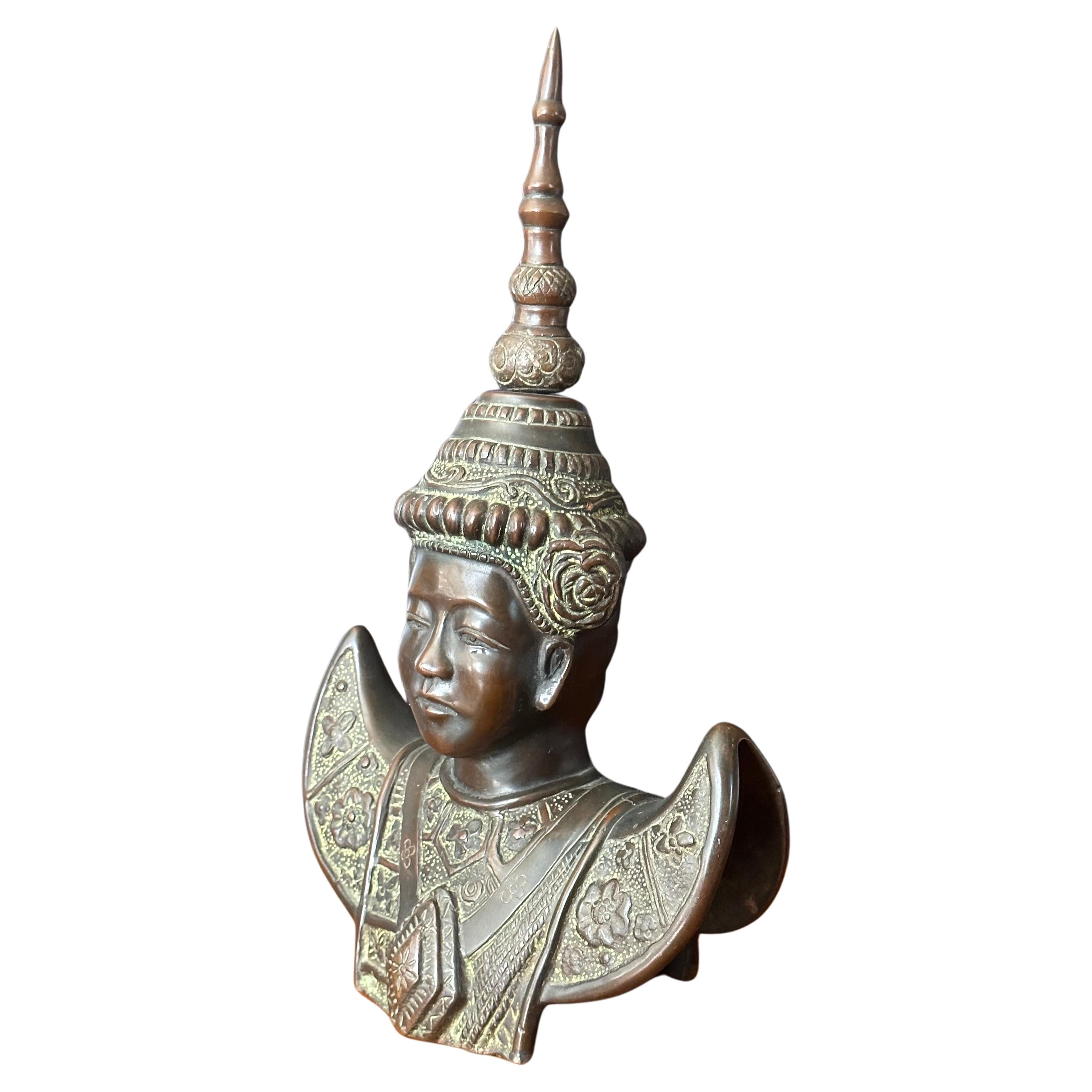20th Century Vintage Cast Bronze Cambodian Dancer Sculpture For Sale