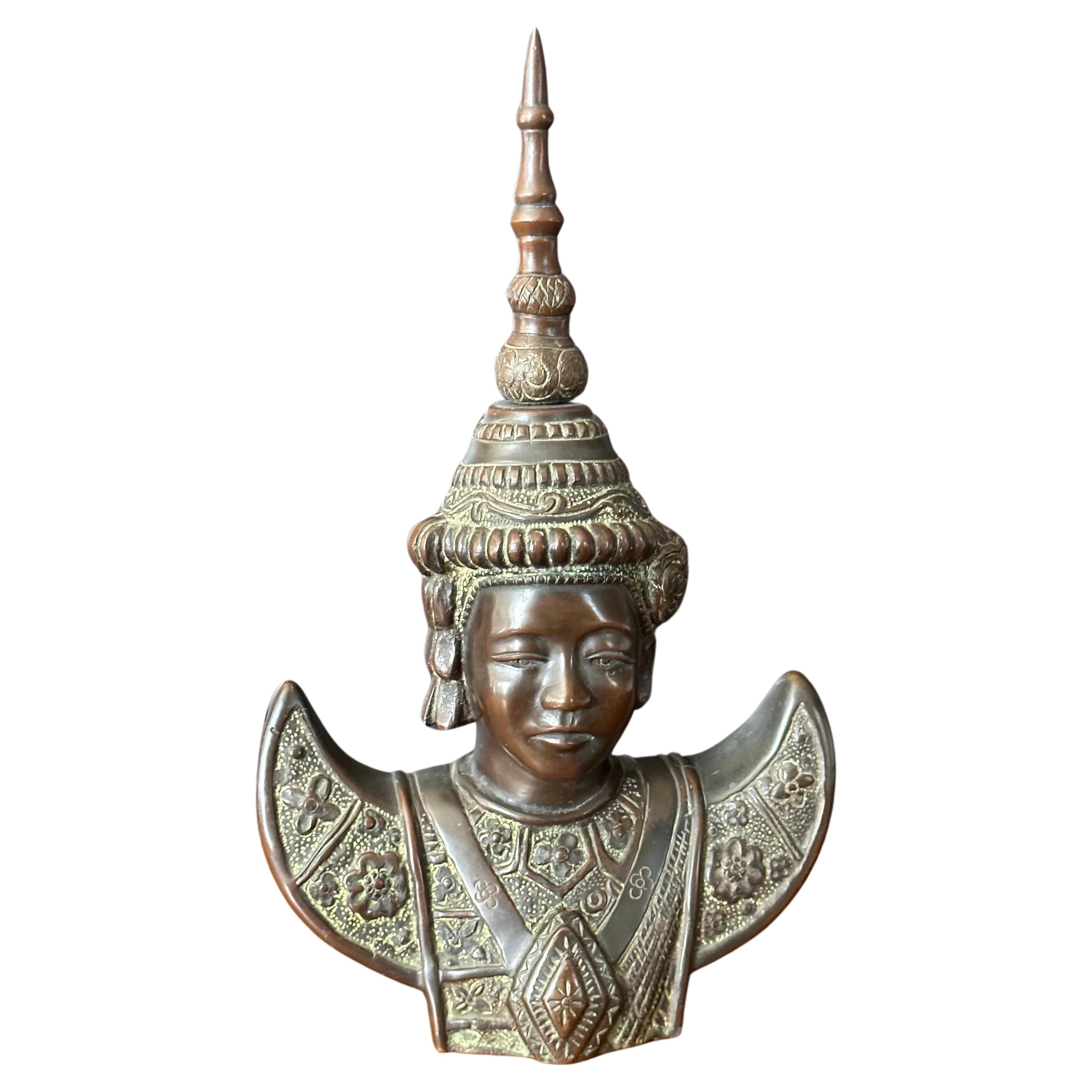 Vintage Cast Bronze Cambodian Dancer Sculpture For Sale