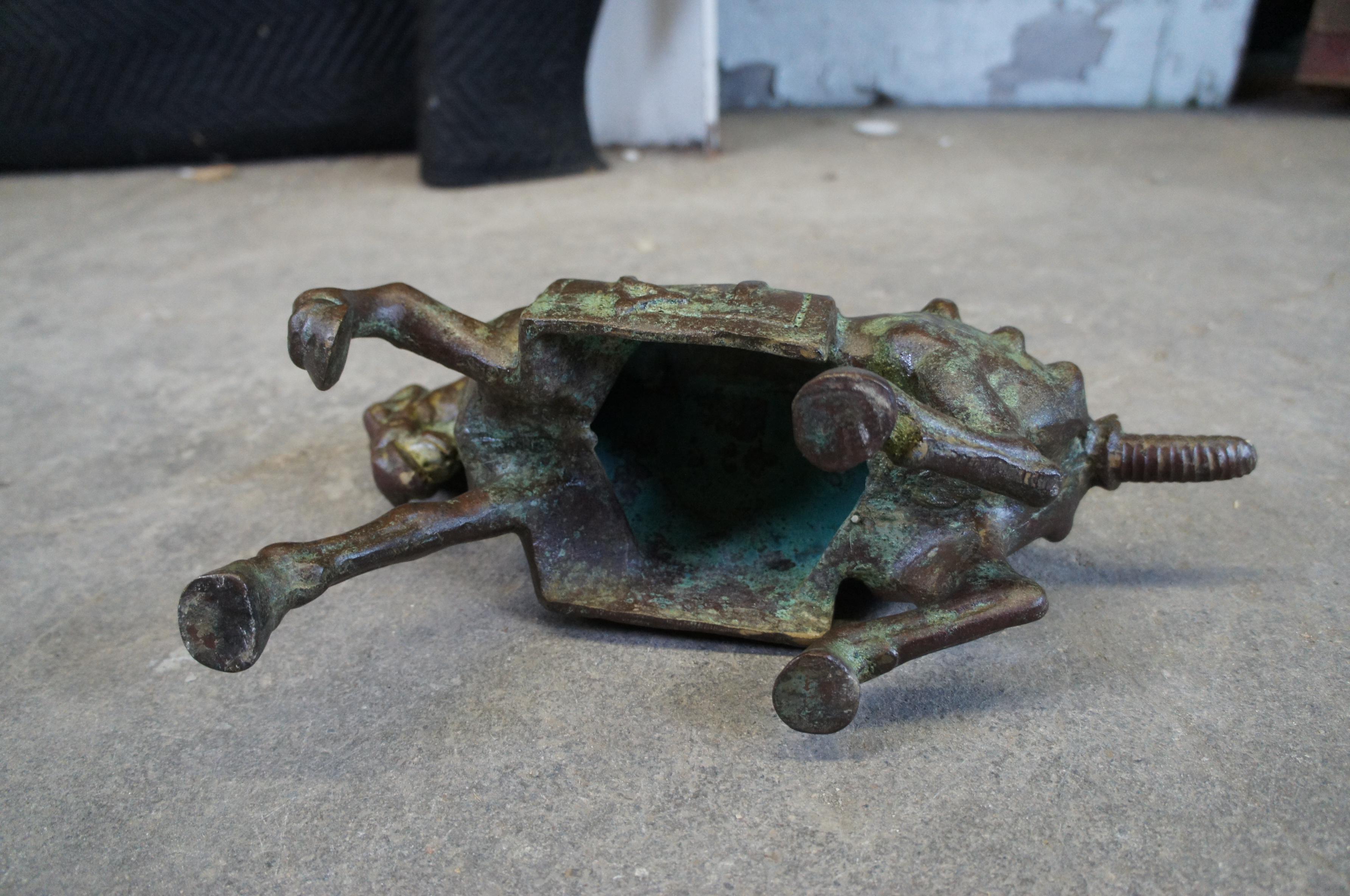 Vintage Cast Bronze Chinese Tang Dynasty Warrior Horse Sculpture Statue 3