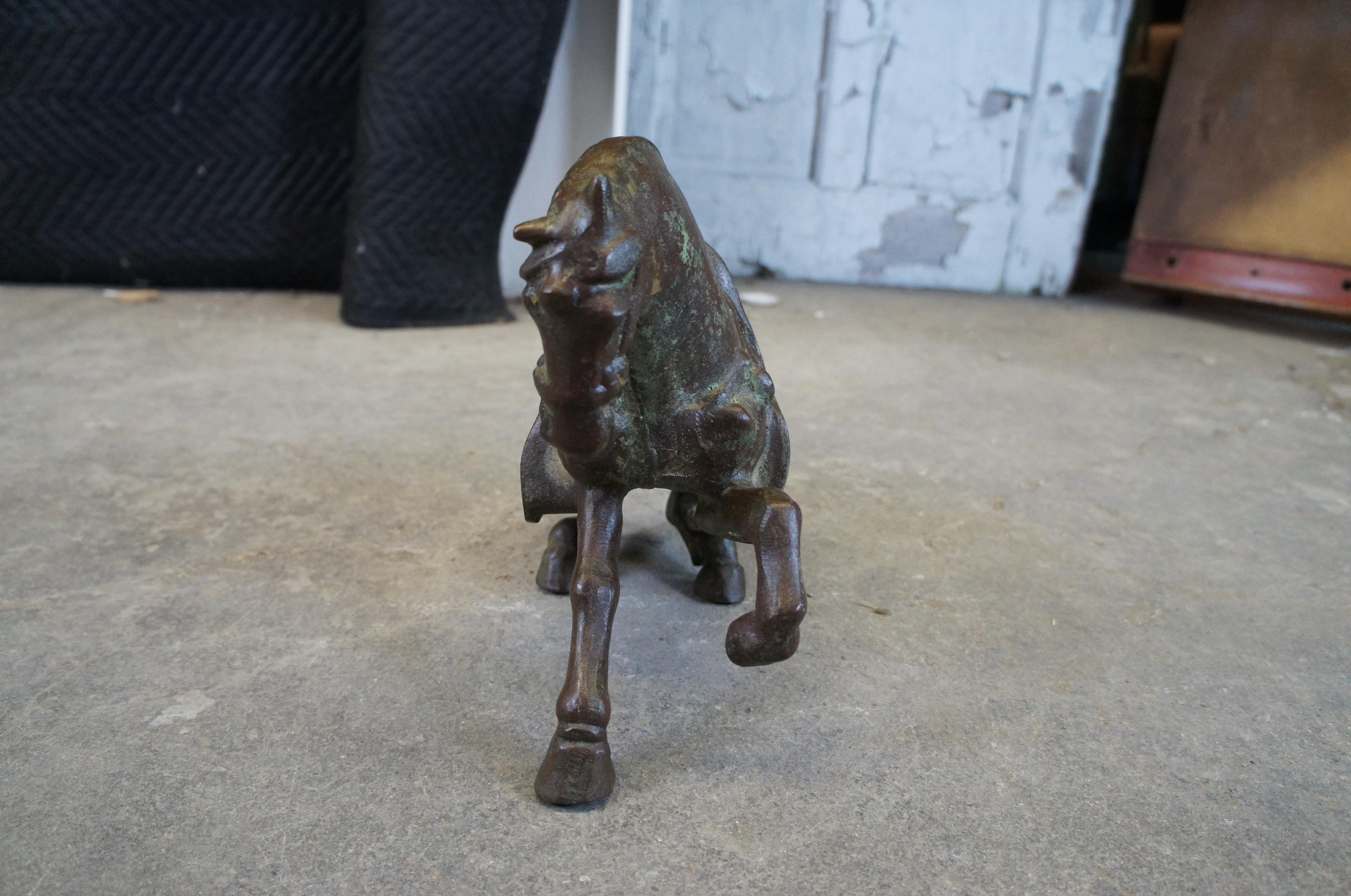 Vintage Cast Bronze Chinese Tang Dynasty Warrior Horse Sculpture Statue 4