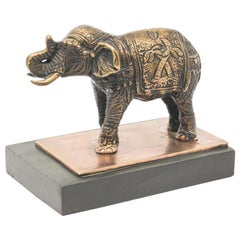 Vintage Cast Bronze Elephant Sculpture on Stand