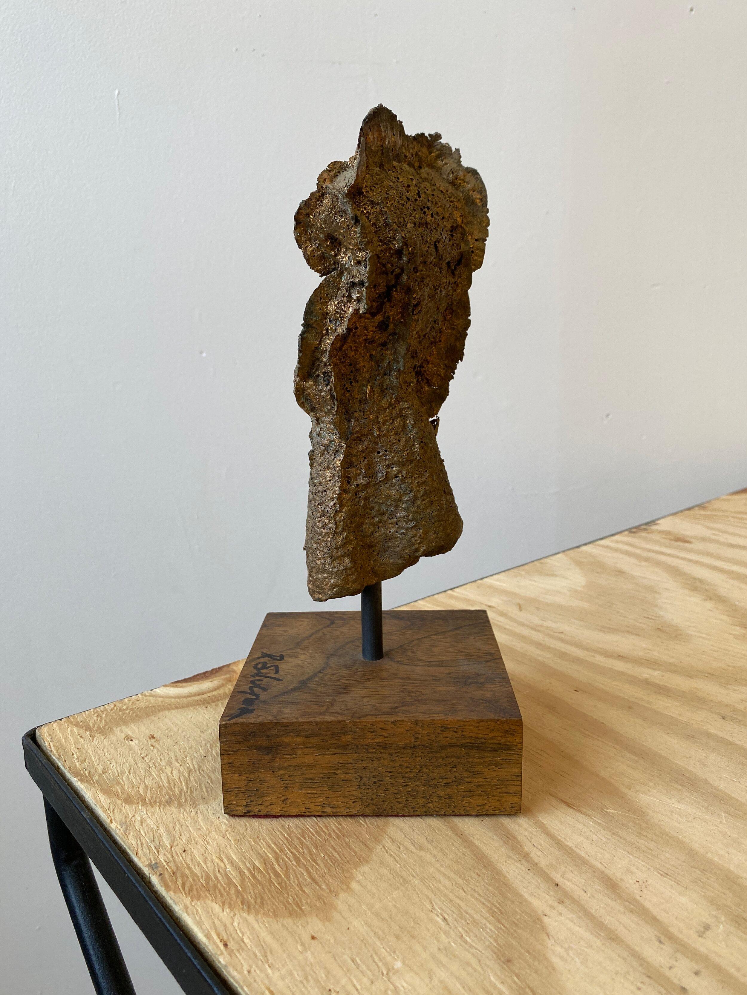 Late 20th Century Vintage Cast Bronze Fist Sculpture on Wood Base, Signed R Silverman, circa 1980s For Sale
