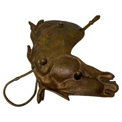 Cenicero Vintage de Bronce Fundido con Cabeza de Caballo Plato Ecuestre Catchall