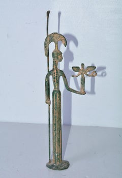 Vintage Cast Bronze Sculpture of Greek Goddess Athena Holding Nike